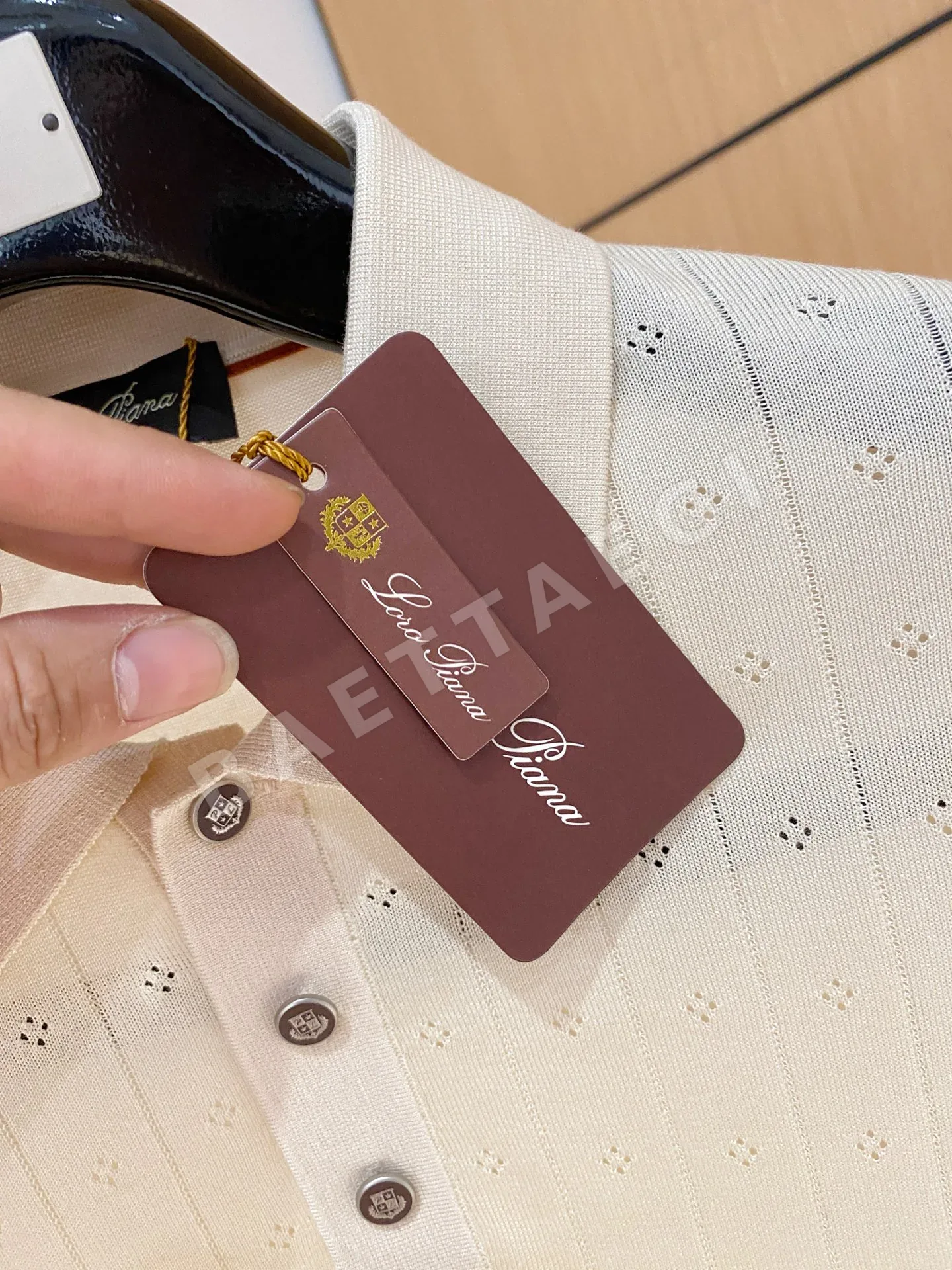 로로피아나 아세테이트 텐셀 실크 혼방 남성 반팔 티셔츠 상세 이미지 5