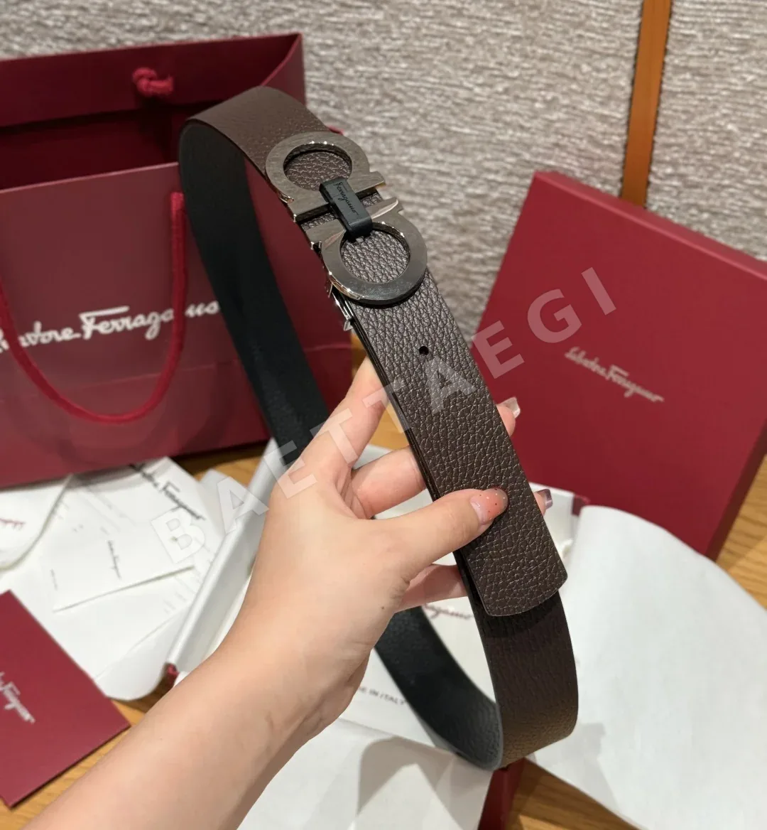 페레가모 간치니 가죽 리버시블 벨트 상세 이미지 4