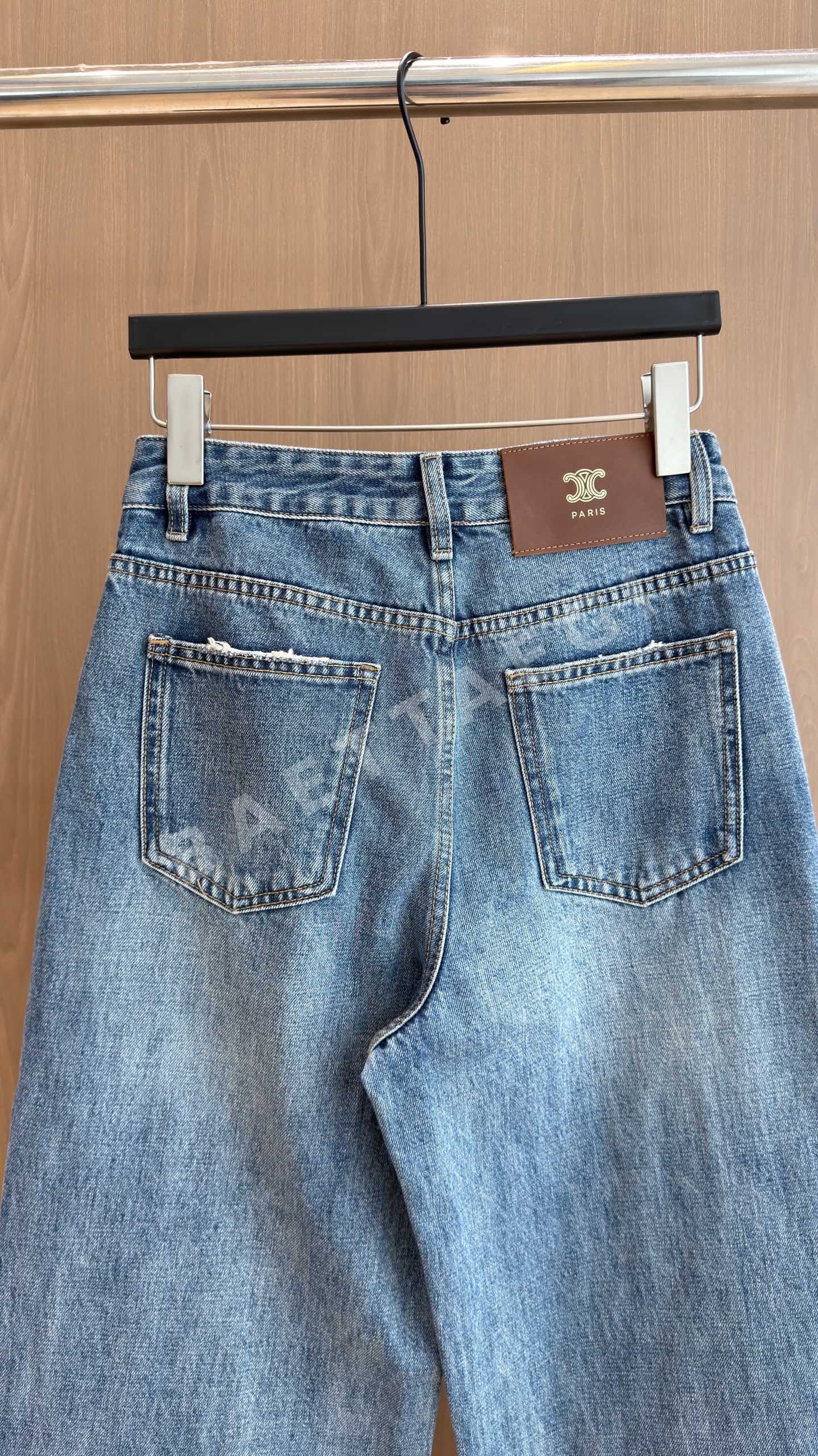 셀린느 체인 장식 스트레이트 레그 진 여성 바지 상세 이미지 6