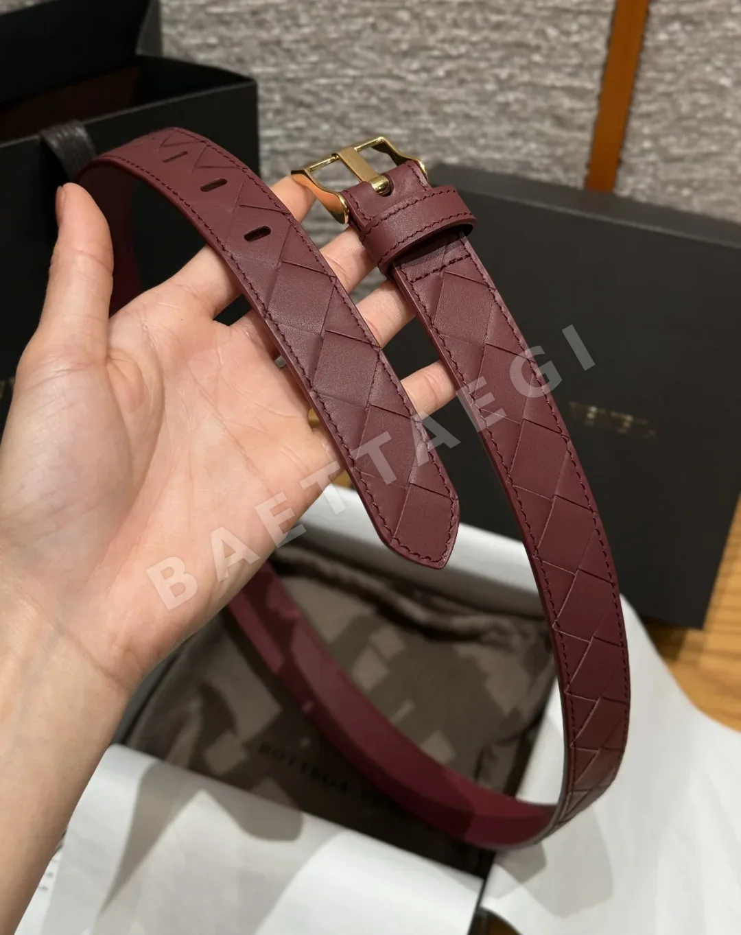 보테가베네타 인트레차토 실키 소가죽 벨트 상세 이미지 6