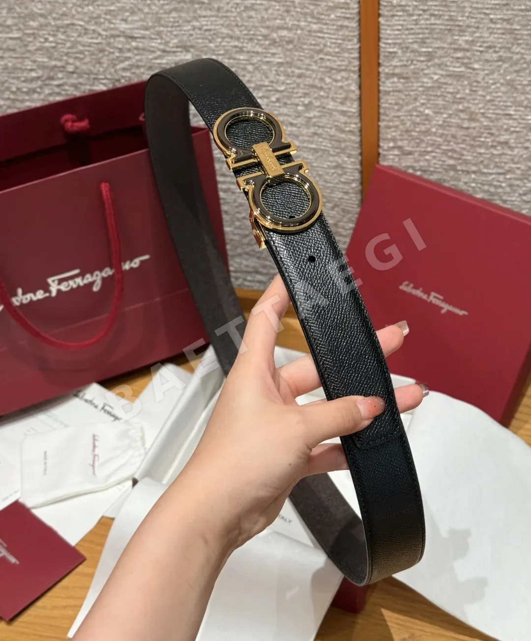 페레가모 간치니 버클 양면 가죽 벨트 상세 이미지 3