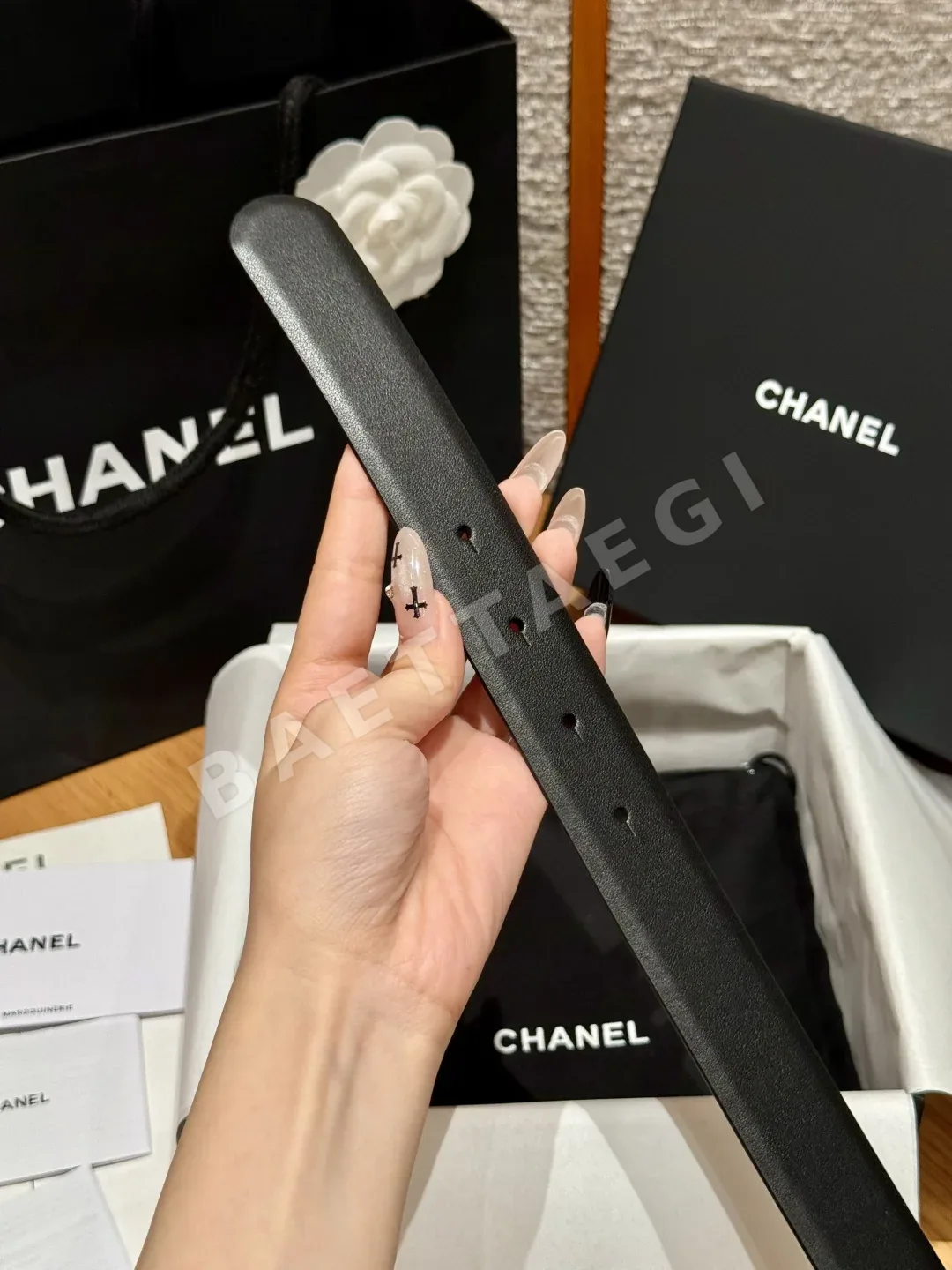 샤넬 클래식 더블 C 골드 버클 소가죽 벨트 상세 이미지 7