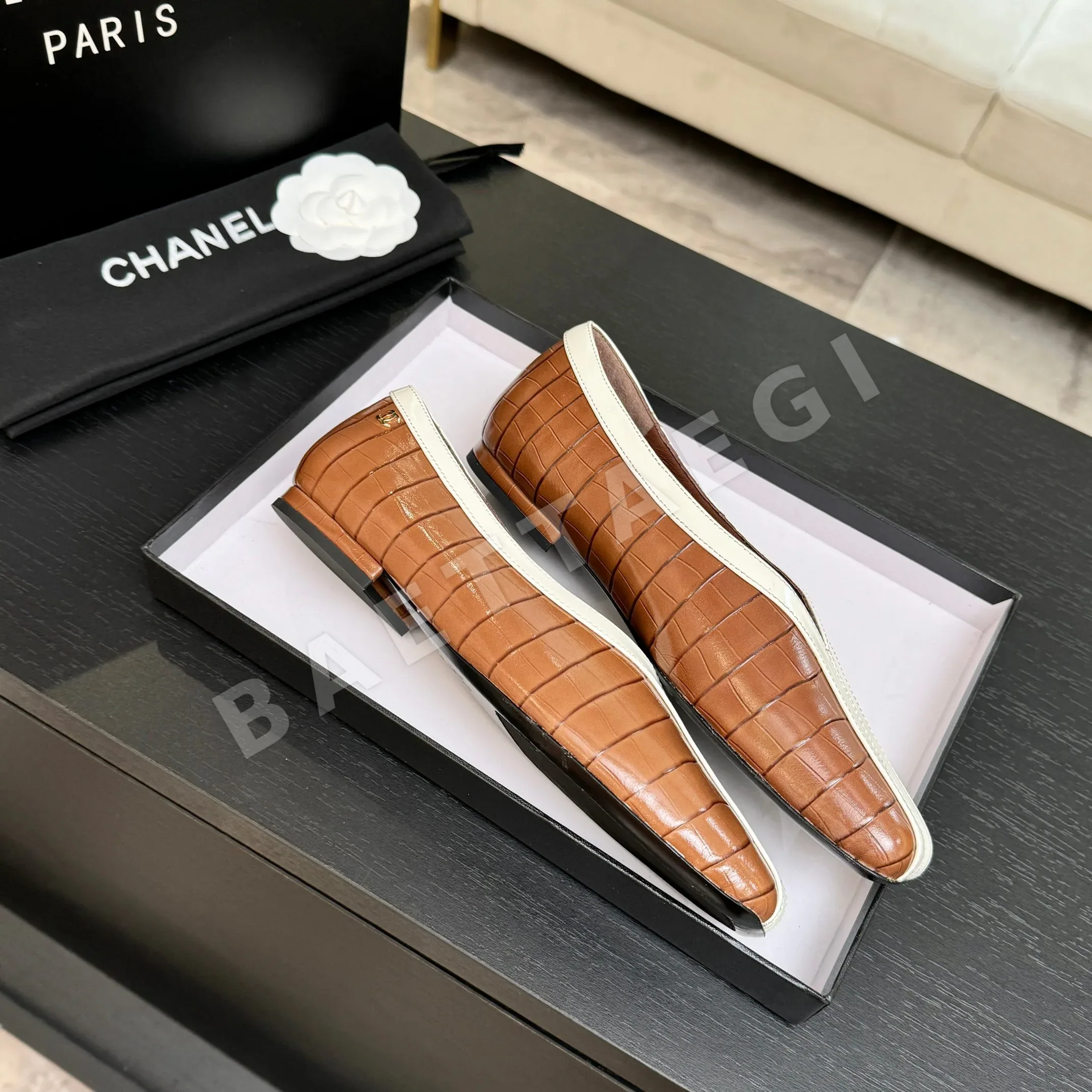 샤넬 26C 더블 C 컬러블럭 플랫슈즈 상세 이미지 6