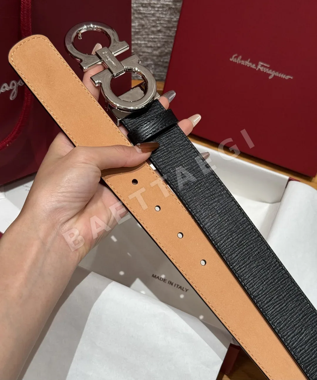 페레가모 간치니 버클 양면 조절 벨트 상세 이미지 5