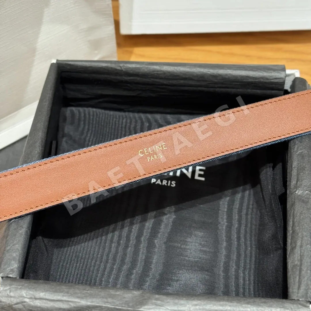 셀린느 개선문 데님 소가죽 골드 버클 벨트 상세 이미지 9