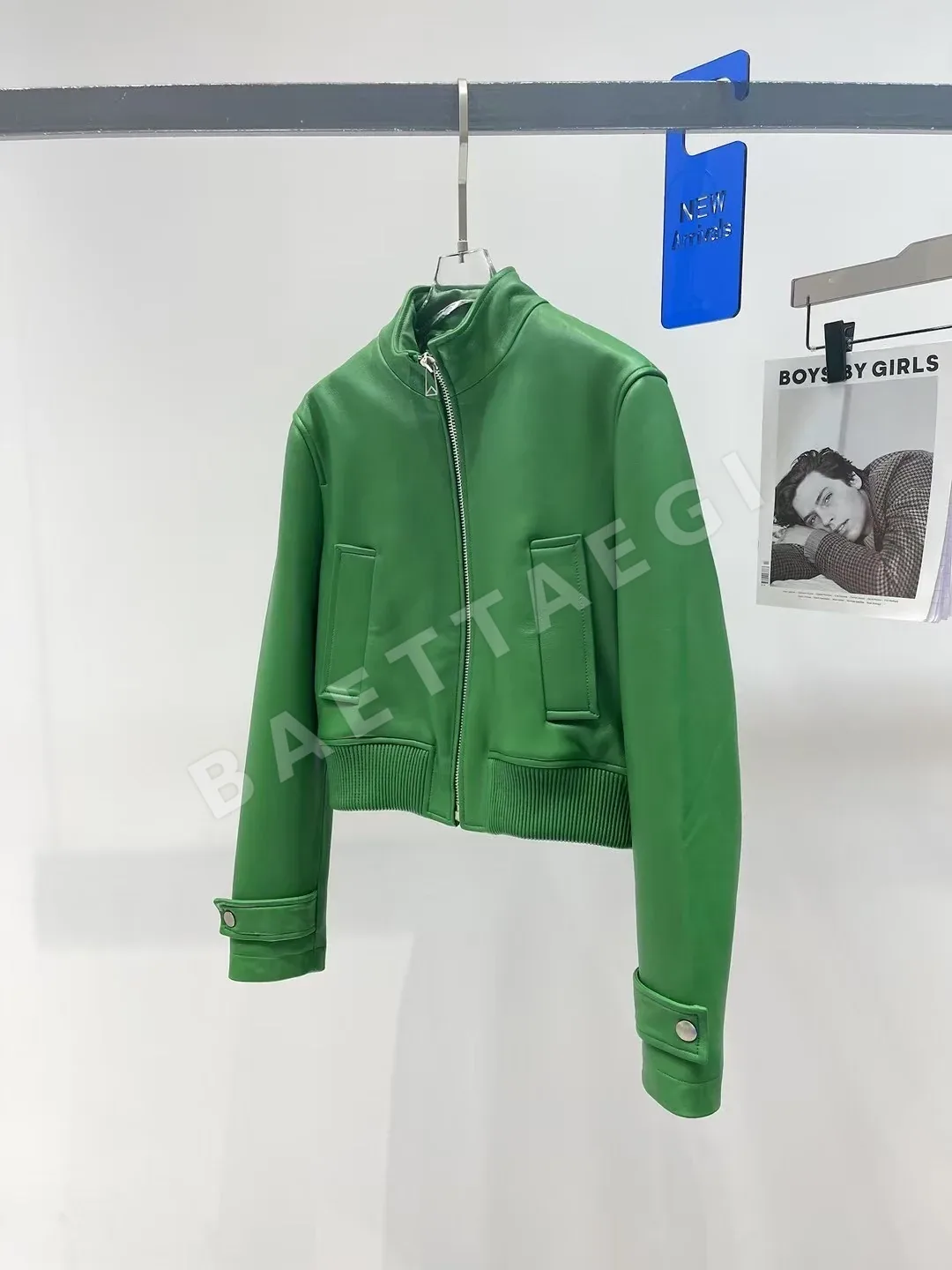 보테가베네타 램스킨 크루넥 숏 가죽 자켓 상세 이미지 2