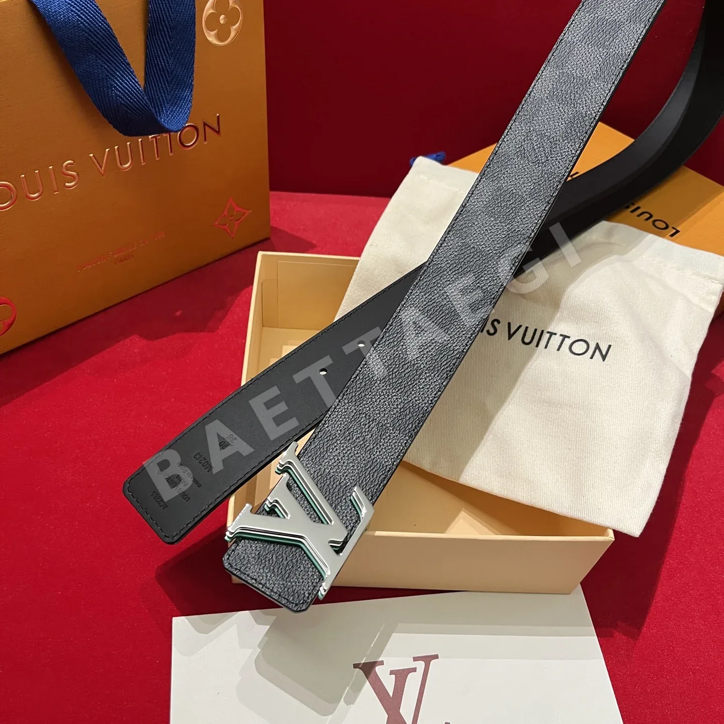 루이비통 LV 옵티컬 버클 캔버스 벨트 57526