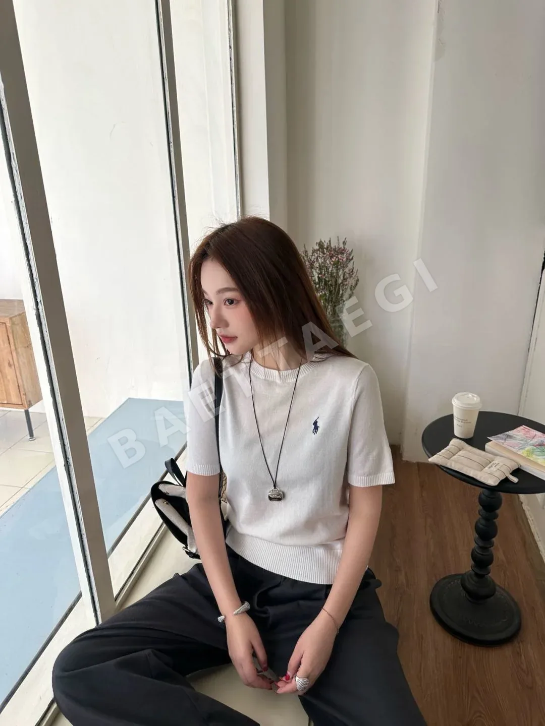 폴로 여성 니트 반팔 티셔츠 상세 이미지 2