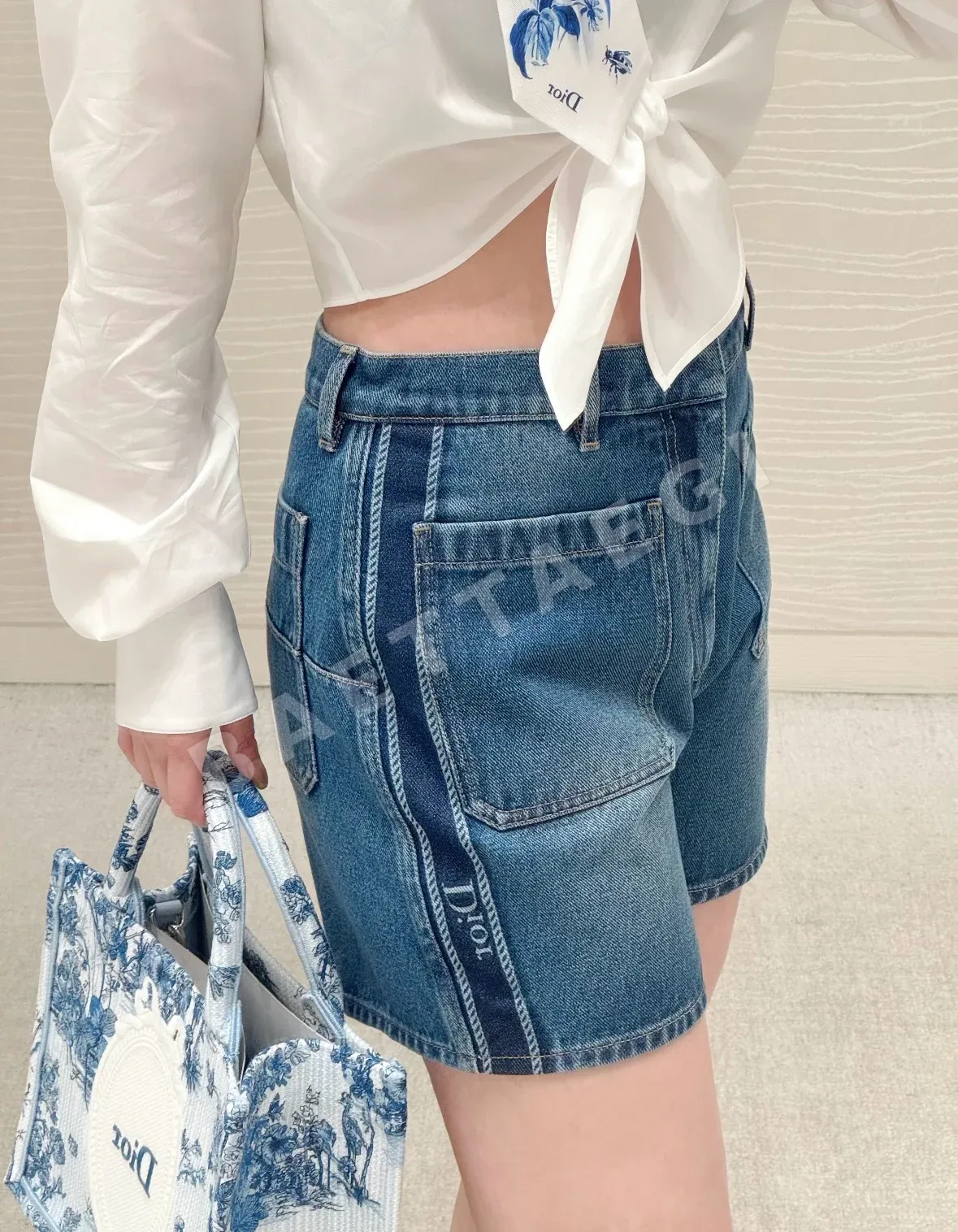 디올 워시 가공 반바지 여성용 상세 이미지 5
