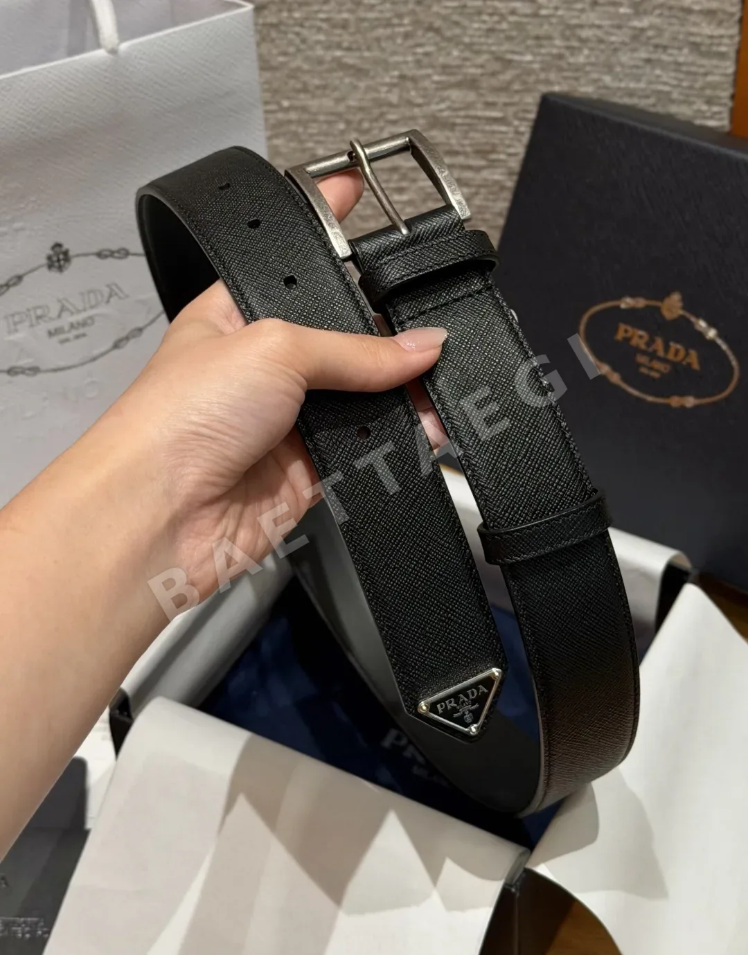 프라다 사피아노 가죽 벨트 33mm 상세 이미지 3