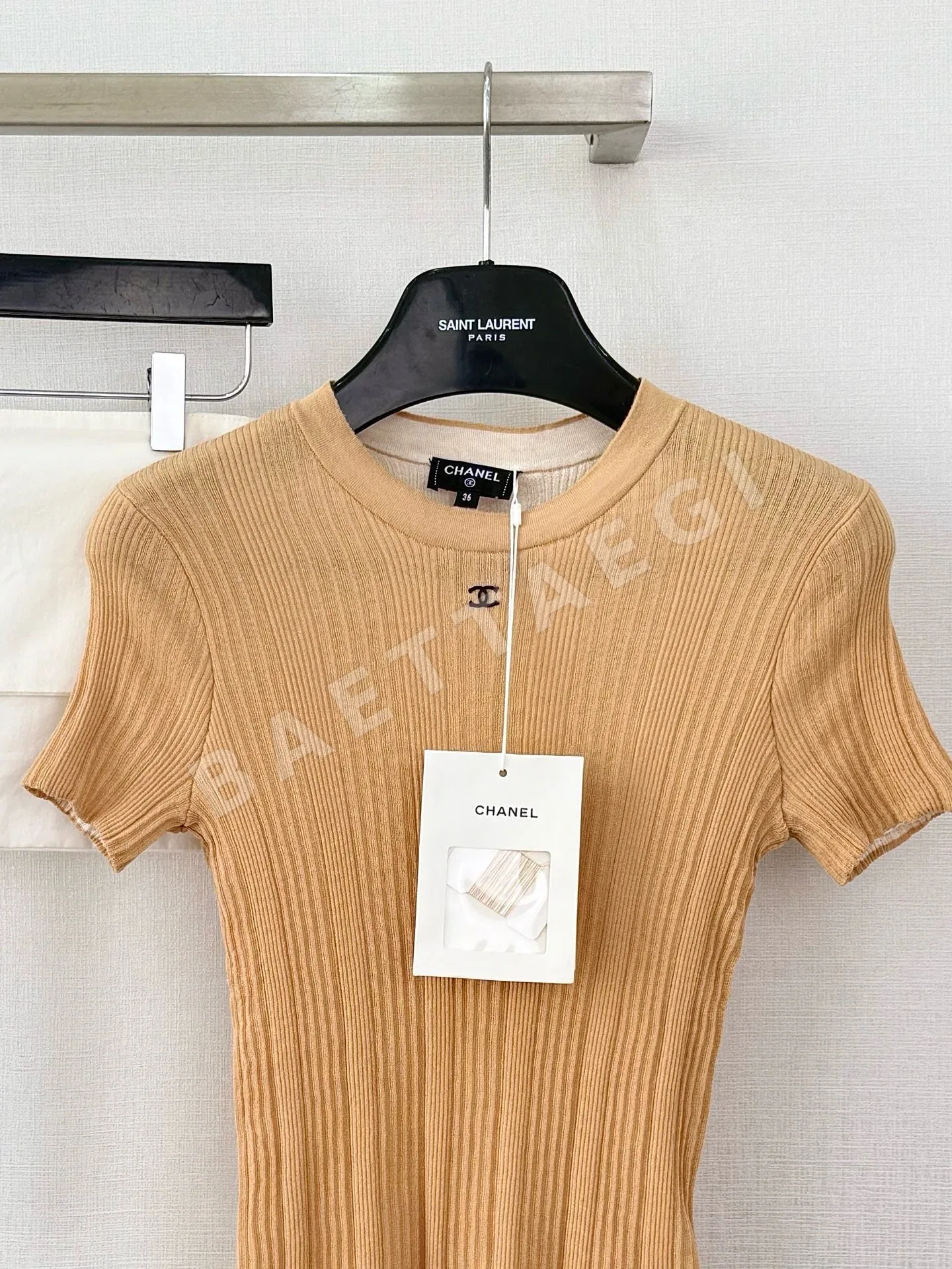 샤넬 크루넥 골지 니트 반팔 상세 이미지 3