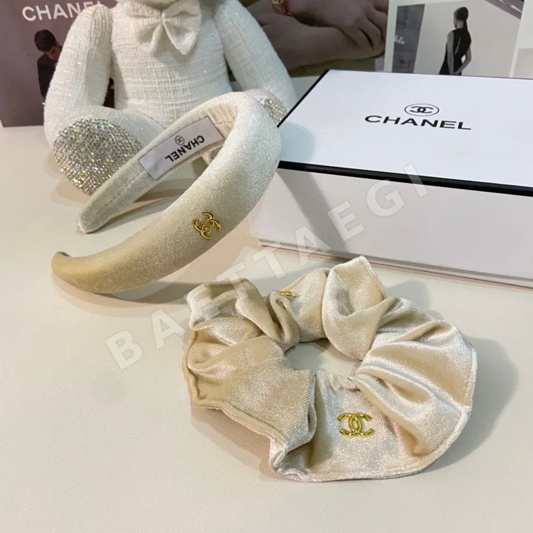 샤넬 벨벳 헤어밴드 & 헤어끈 세트 상세 이미지 5