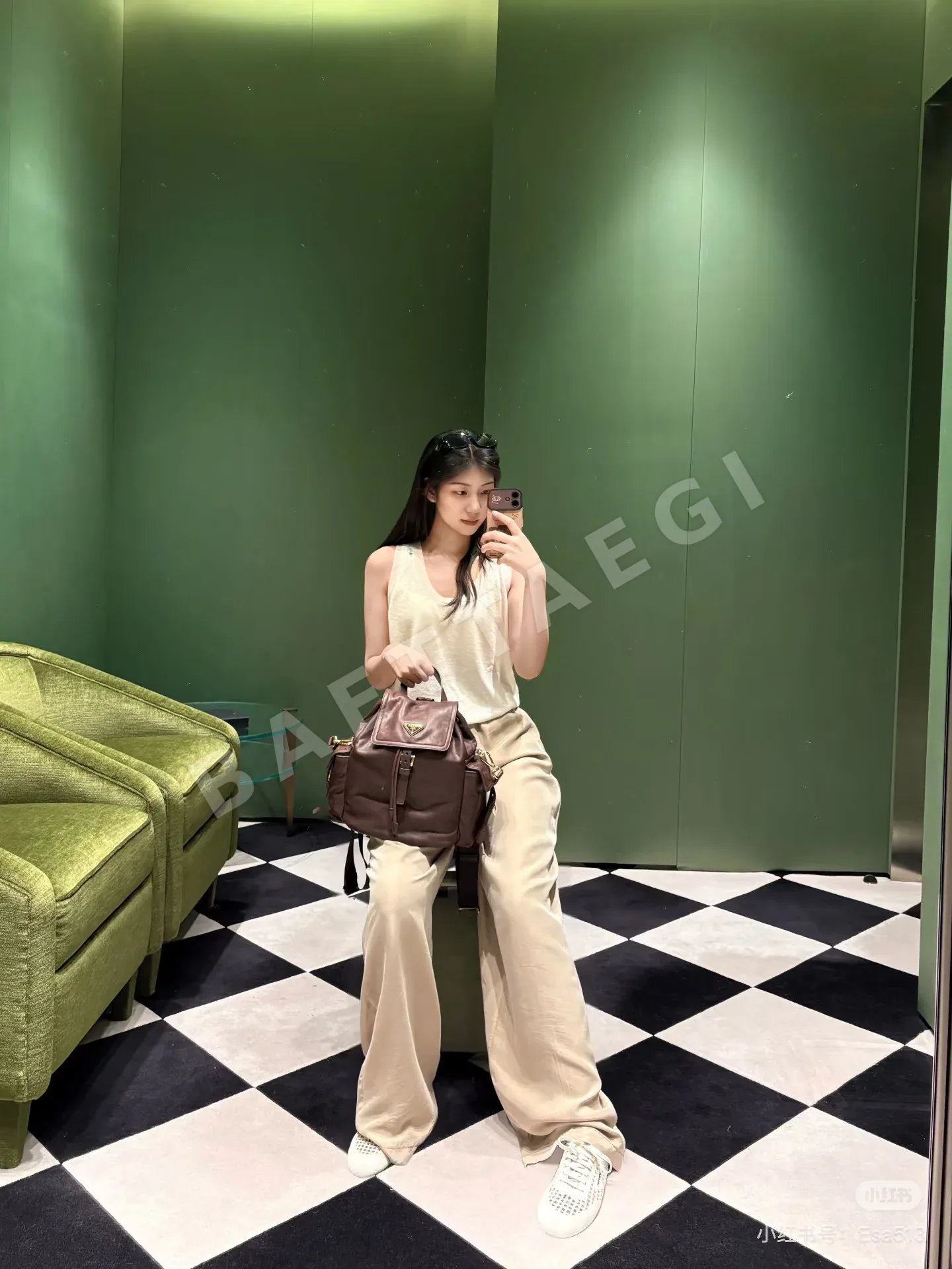프라다 여성 크리미 화이트 큐플라 팬츠 세트 상세 이미지 2