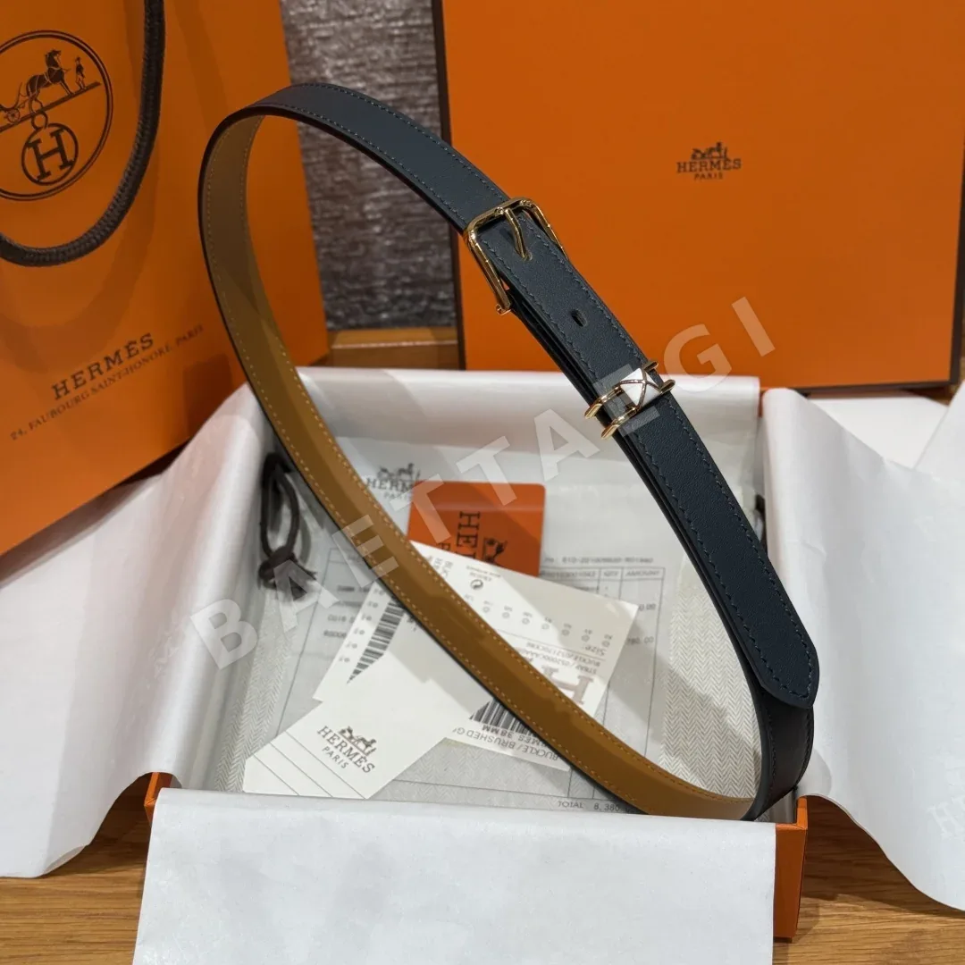 에르메스 미니 크로 골드 버클 카프스킨 벨트 상세 이미지 3