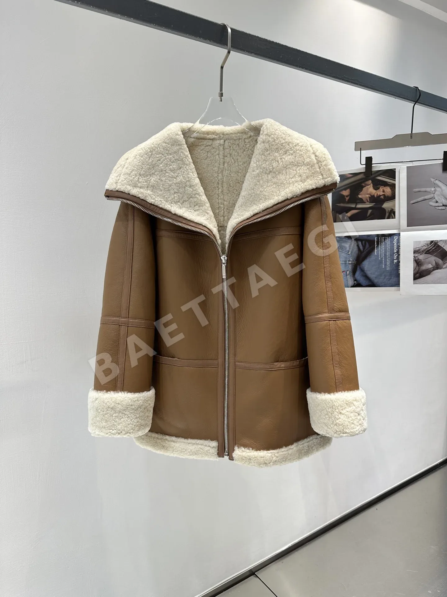 토템 울 모피 여성 자켓 207158