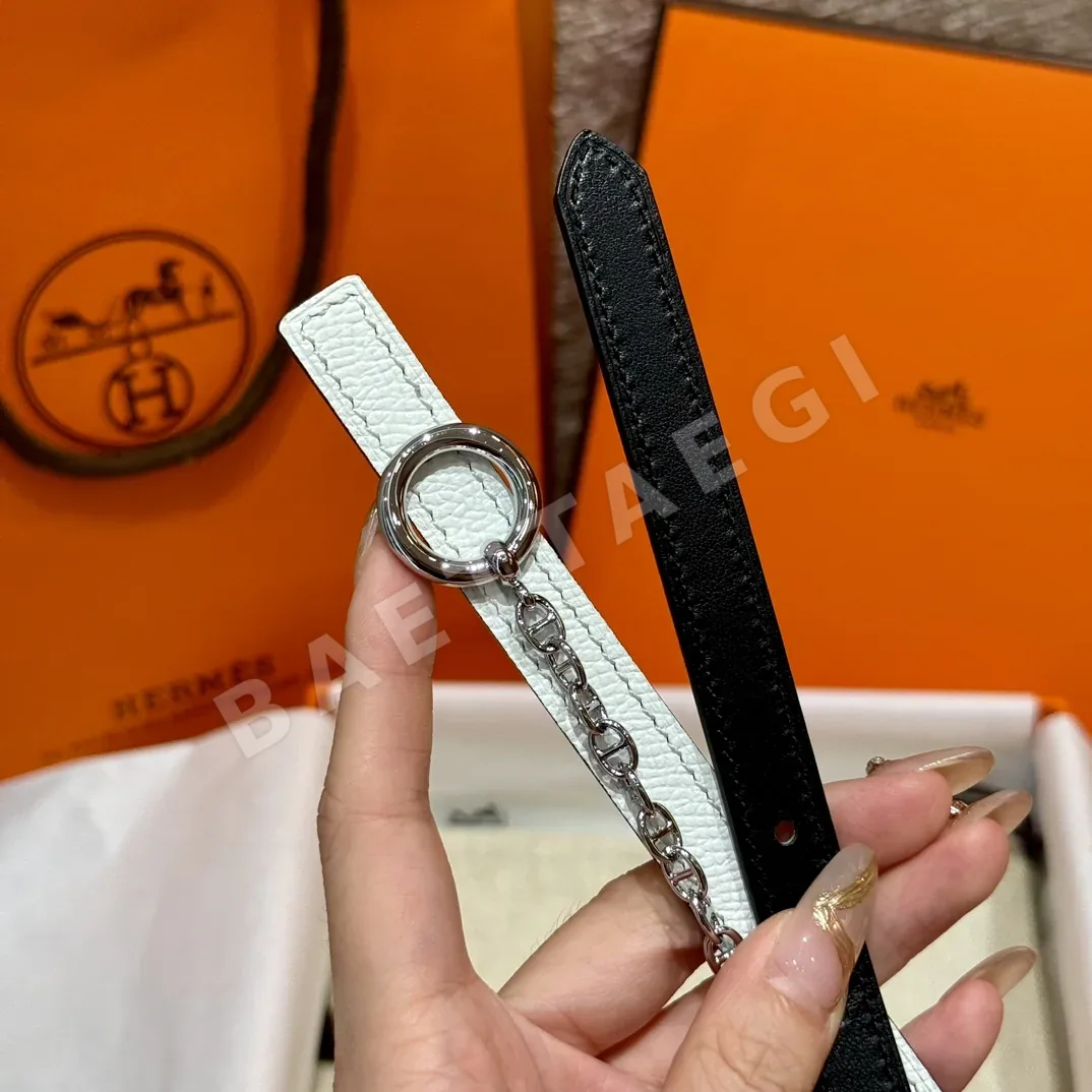 에르메스 팔라듐 도금 체인 버클 가죽 벨트 상세 이미지 2