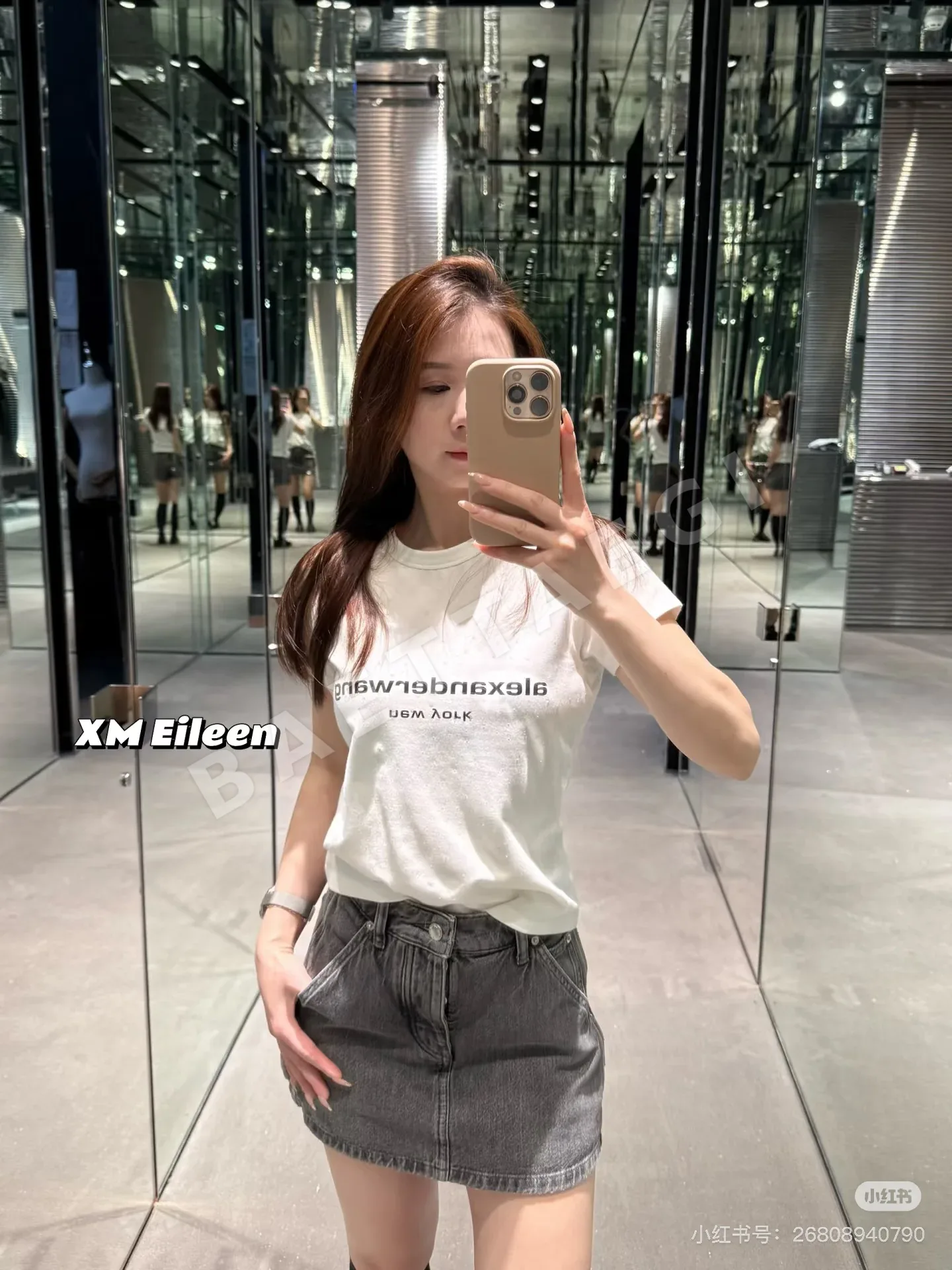 알렉산더왕 라인스톤 코튼 슬림핏 여성 반팔 티셔츠 상세 이미지 2