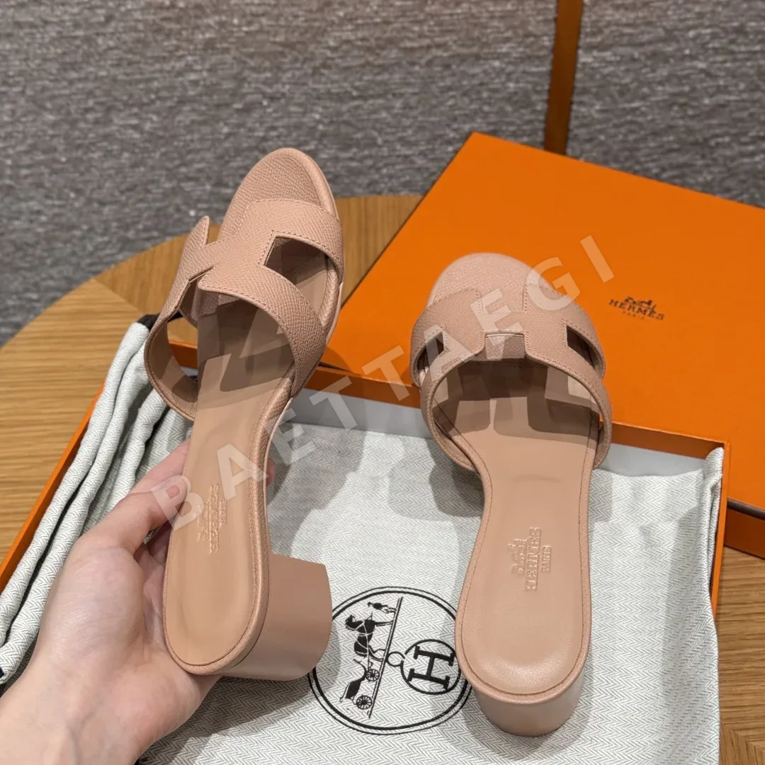 에르메스 오아시스 샌들 베이지 가죽 하이힐 상세 이미지 7