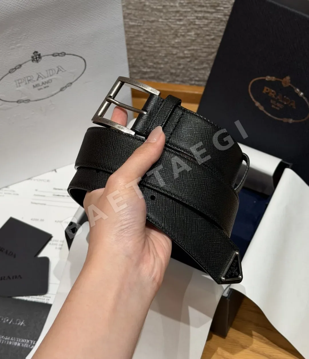 프라다 사피아노 가죽 벨트 33mm 상세 이미지 2