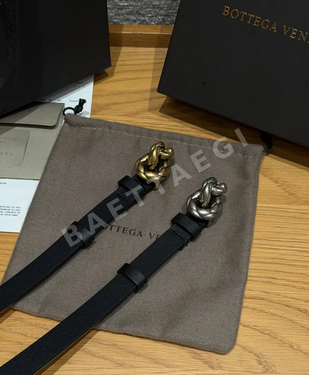 보테가베네타 로프 매듭 광택 소가죽 벨트 상세 이미지 4