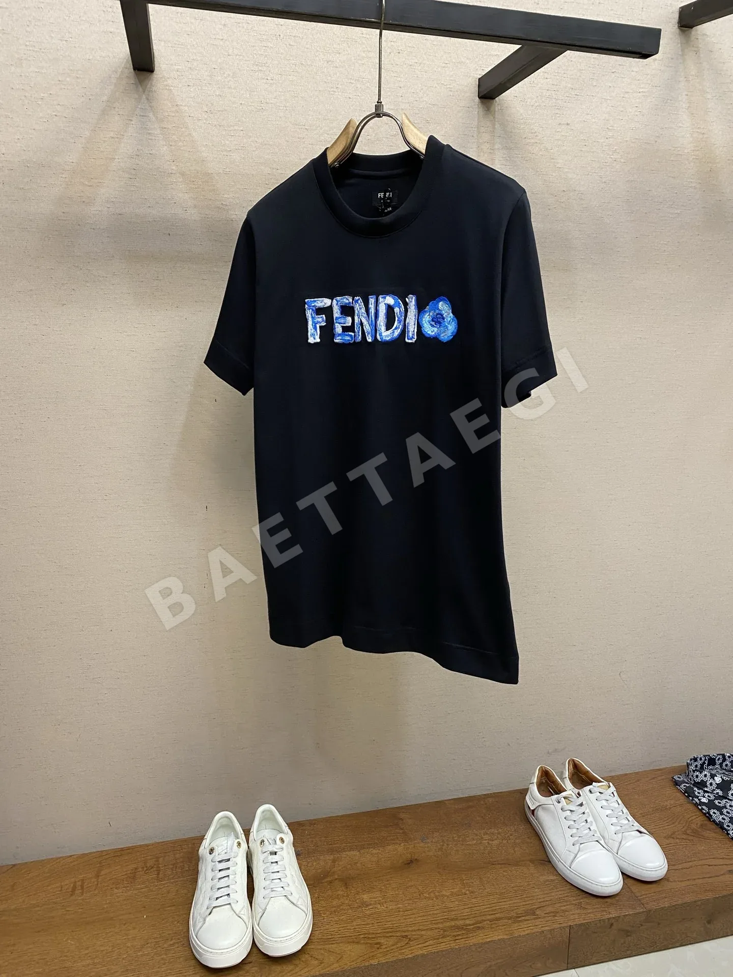 펜디 플라워 자수 코튼 남성 반팔 티셔츠