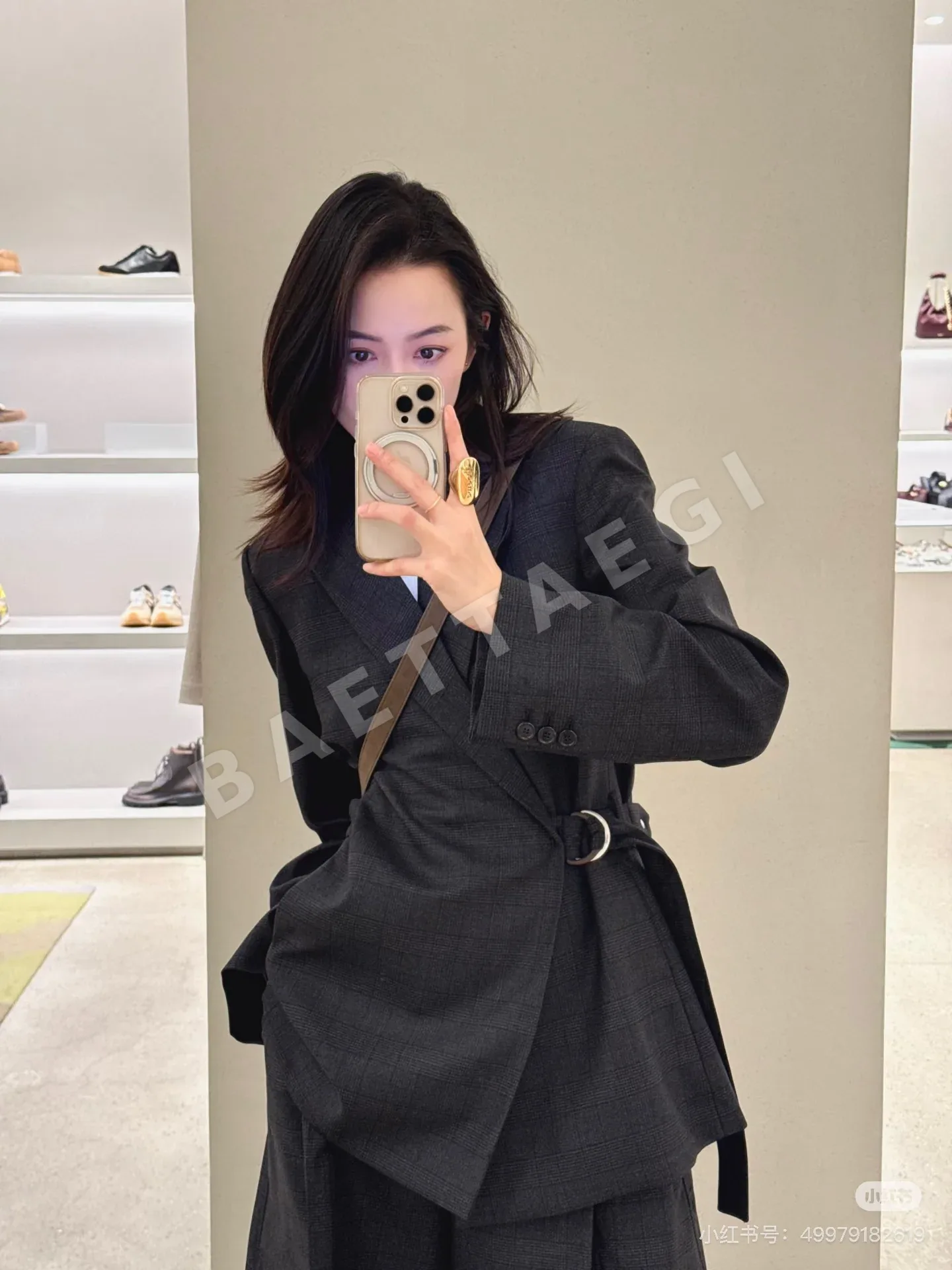 로에베 불규칙 체크 울 테일러드 세트 상세 이미지 9