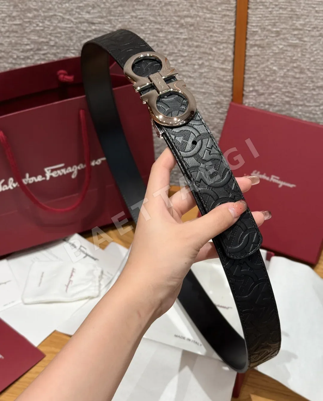 페레가모 간치니 버클 양면 가죽 벨트 상세 이미지 3