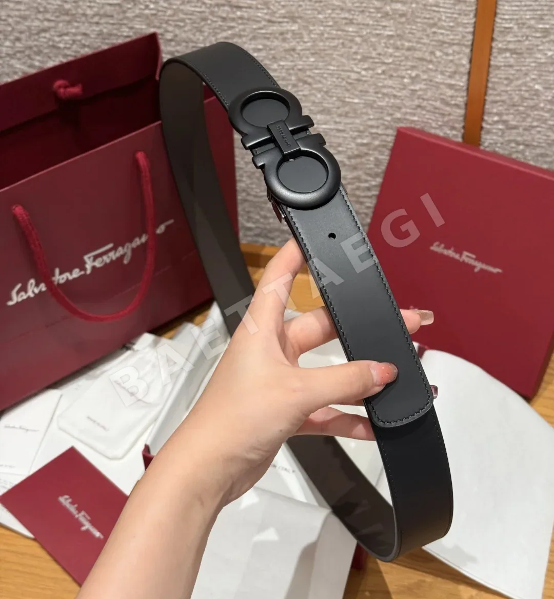 페레가모 간치니 버클 양면 가죽 벨트 상세 이미지 3