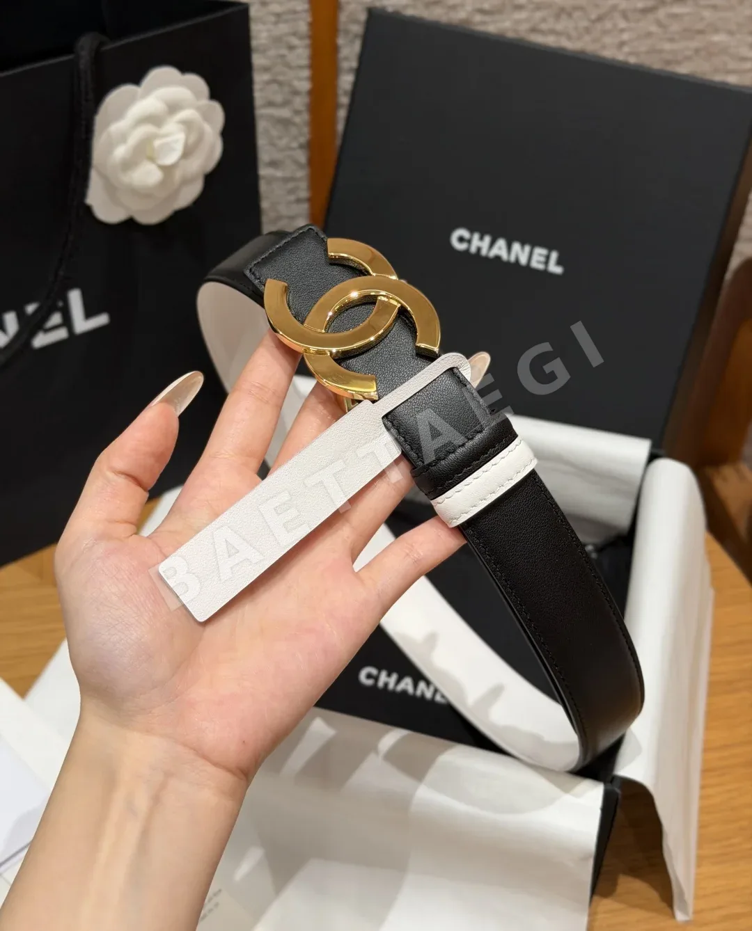 샤넬 더블 C 가죽 벨트 30mm 상세 이미지 4