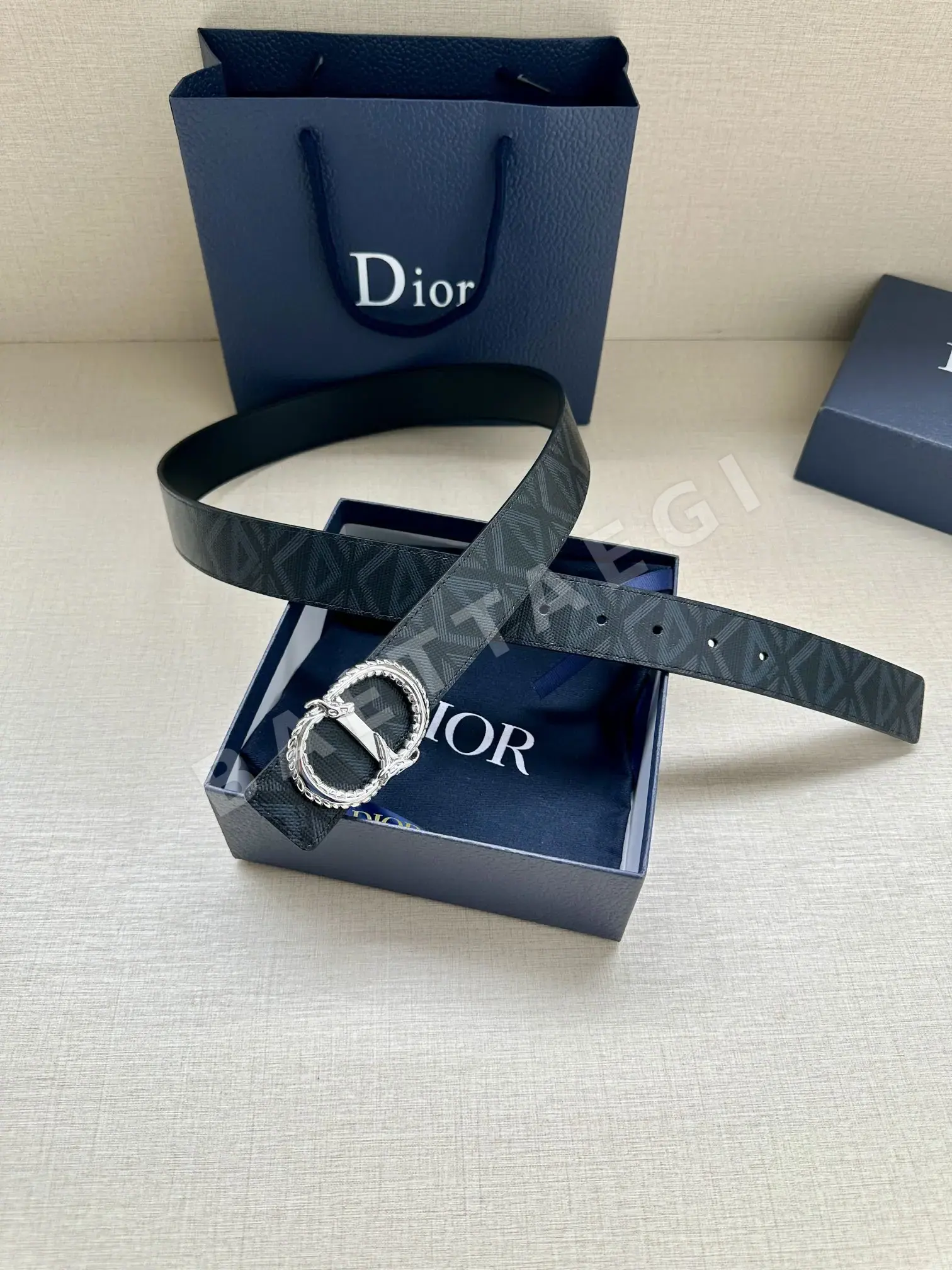 디올 리버시블 CD 다이아몬드 패턴 벨트 상세 이미지 4