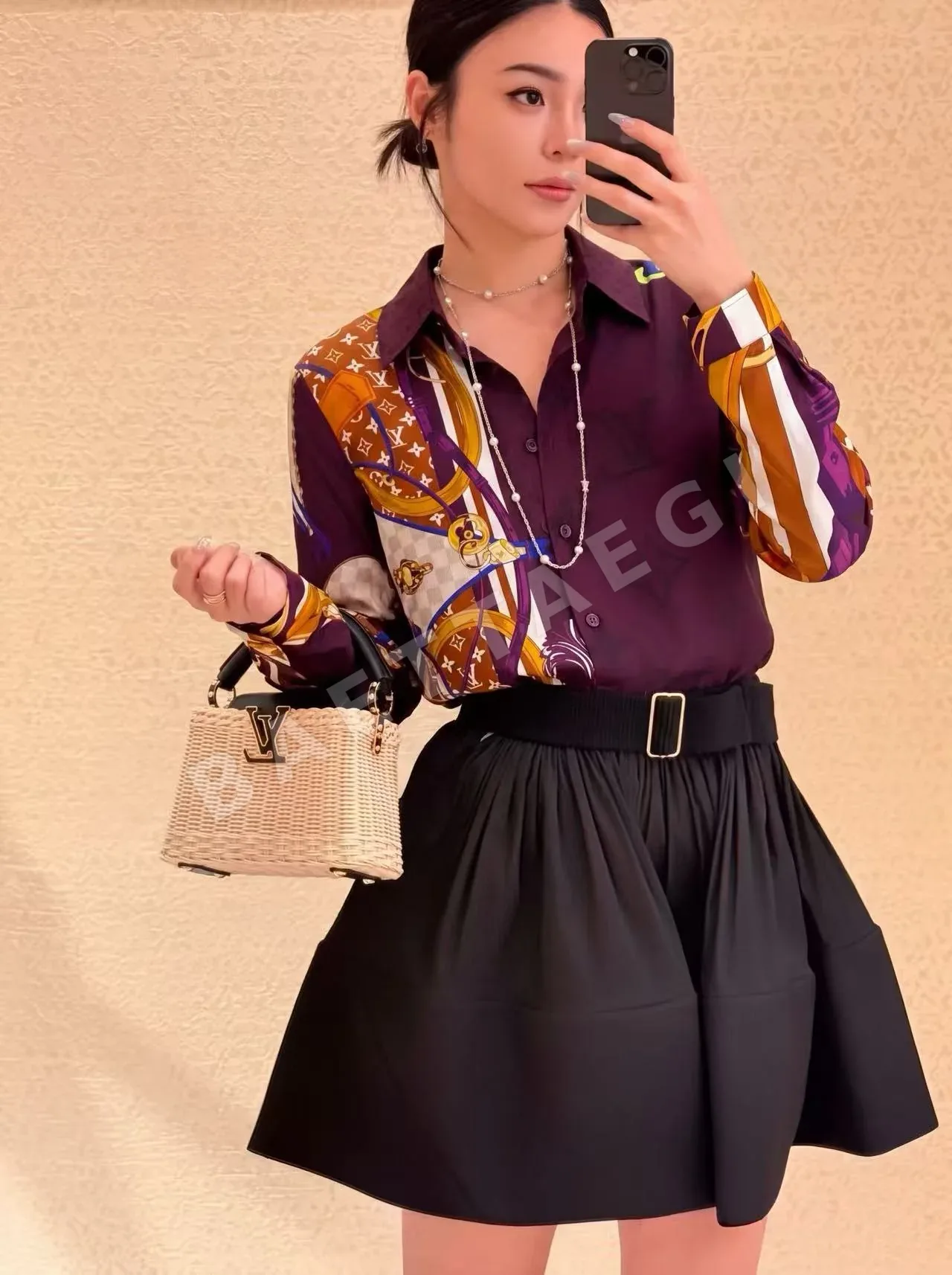 루이비통 빈티지 아트 프린트 실크 셔츠 상세 이미지 2