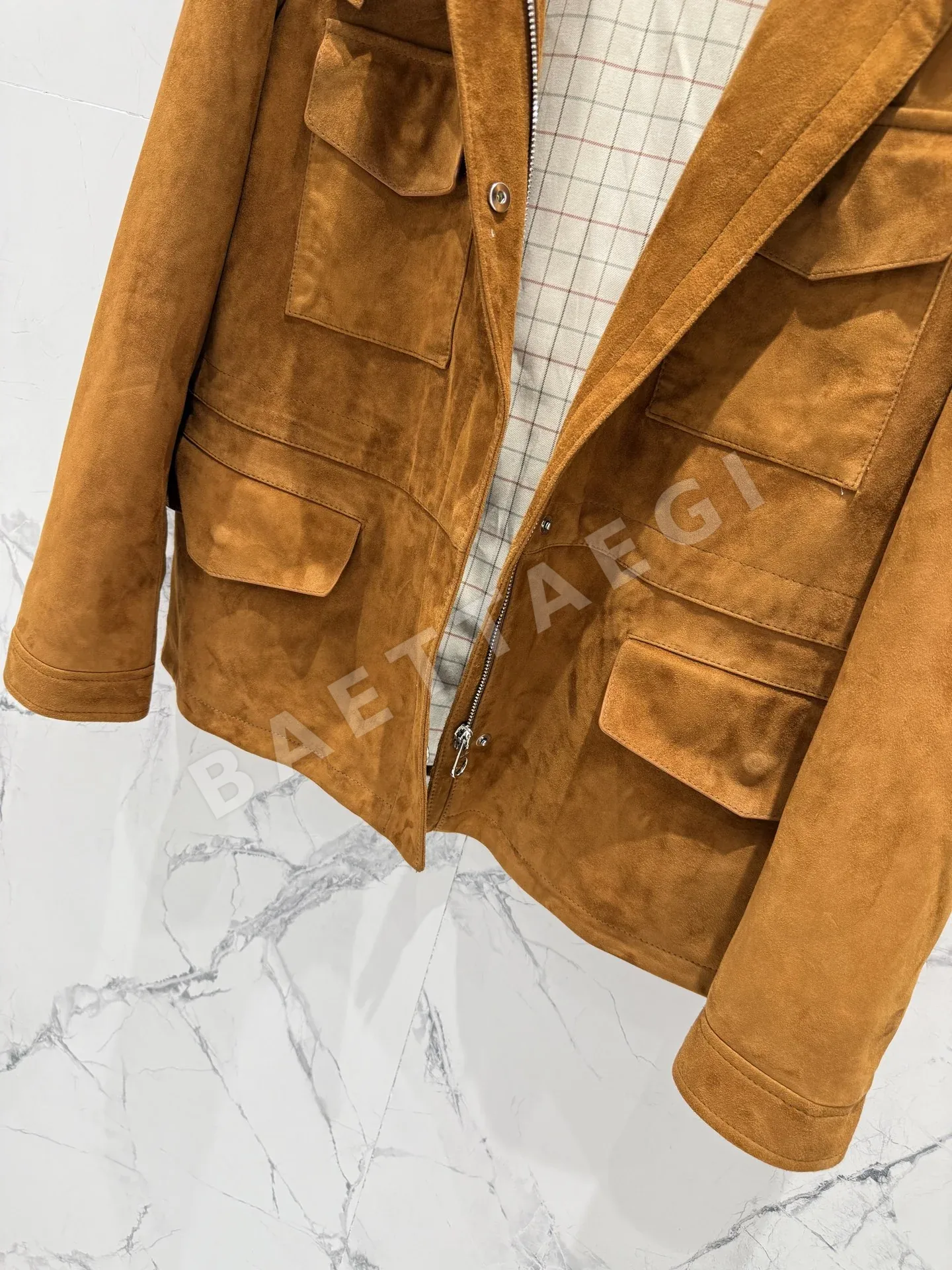 브루넬로쿠치넬리 스웨이드 시프스킨 가죽 여성 자켓 상세 이미지 5