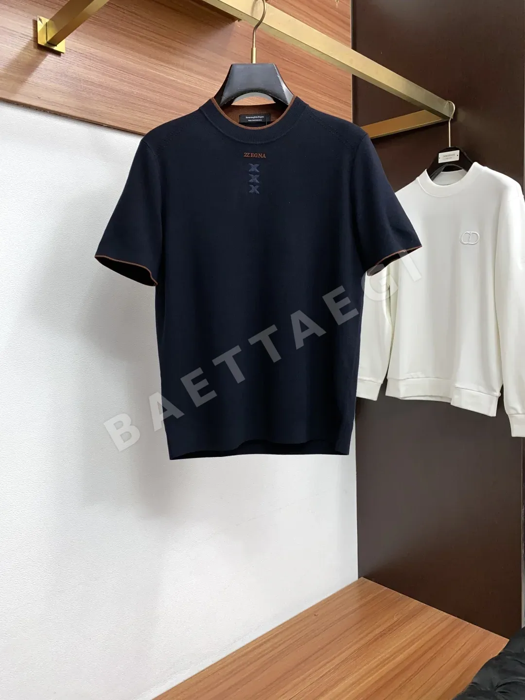 제냐 울 더블 카라 남성 반팔 세터 156259