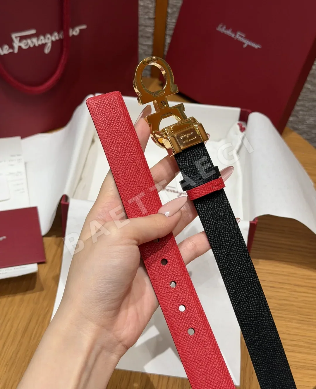 페레가모 JD280 필라 25mm 간치니 여성 가죽 벨트 상세 이미지 7