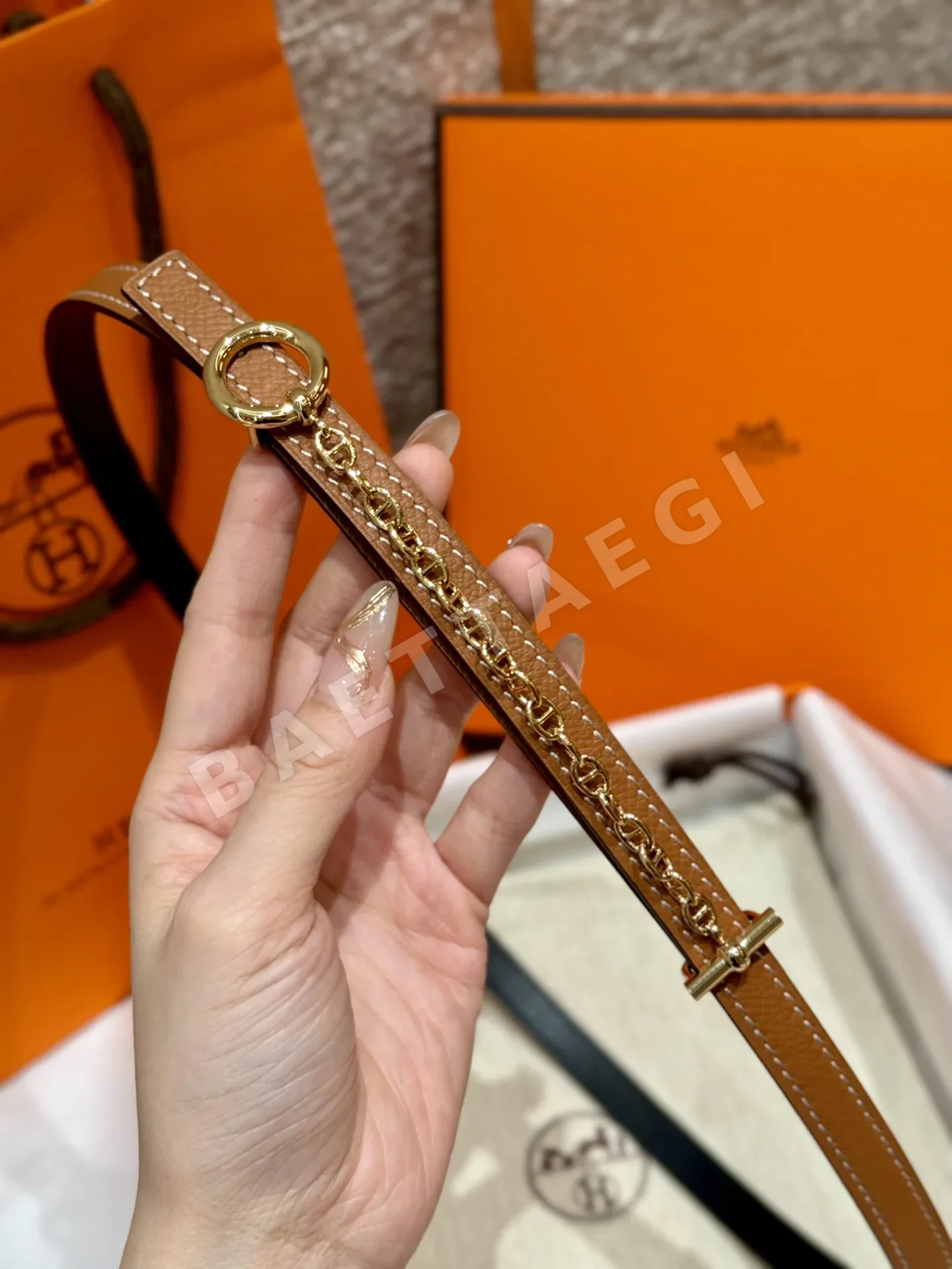 에르메스 팔라듐 도금 보석 장식 슬라이드 벨트 상세 이미지 3