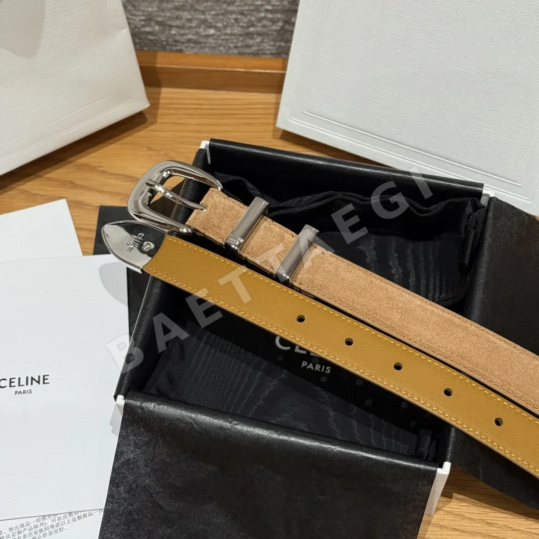 셀린느 웨스턴 골드 버클 가죽 벨트 상세 이미지 5