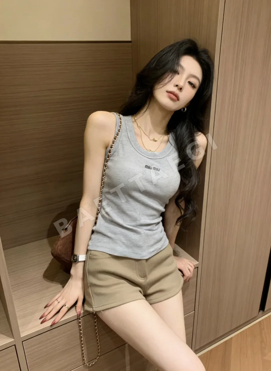 미우미우 클래식 로고 리브 반팔 티셔츠 상세 이미지 8