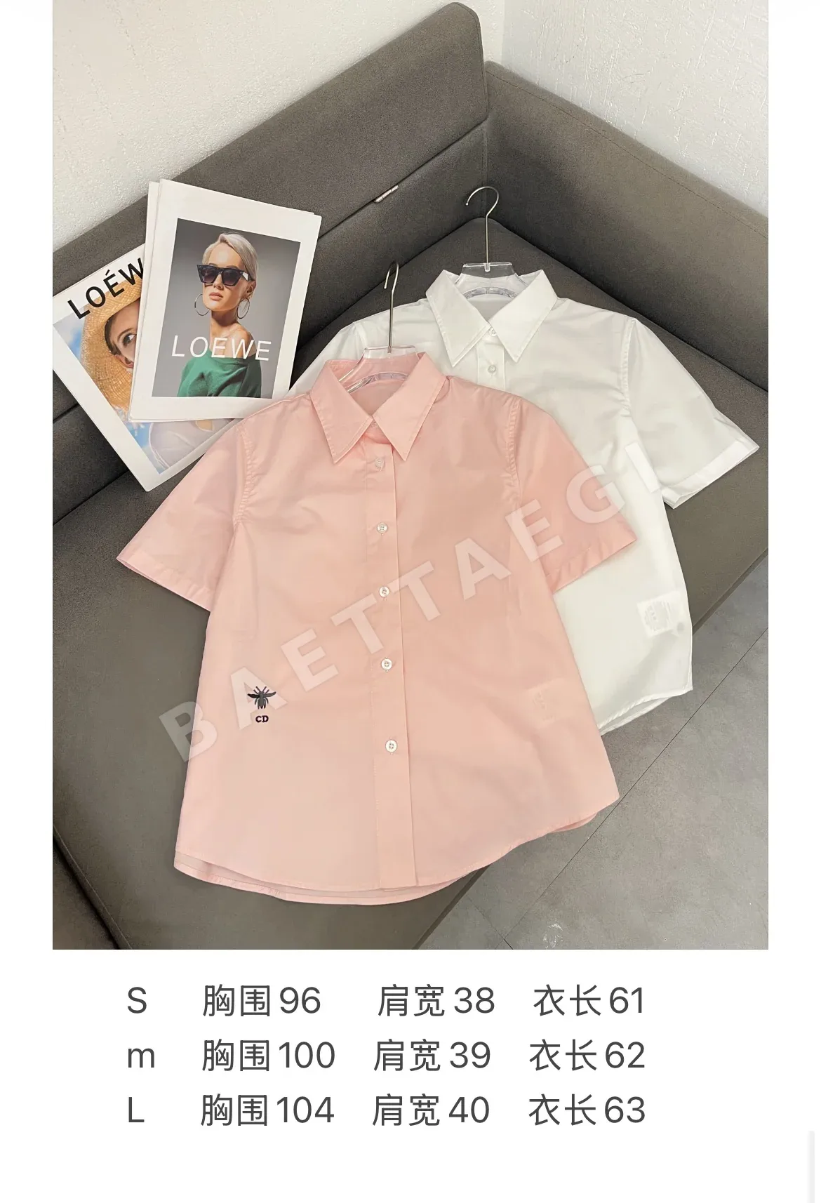 디올 비 자수 면 카라 셔츠 93517