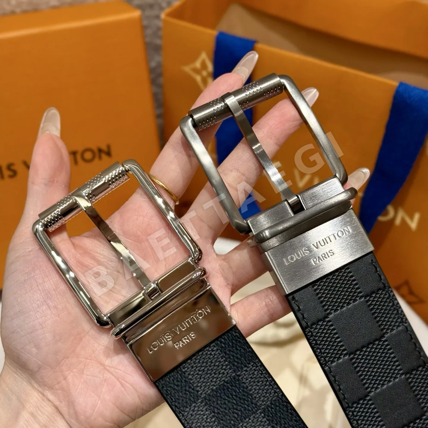 루이비통 다미에 그래피트 양면 가죽 벨트 상세 이미지 2