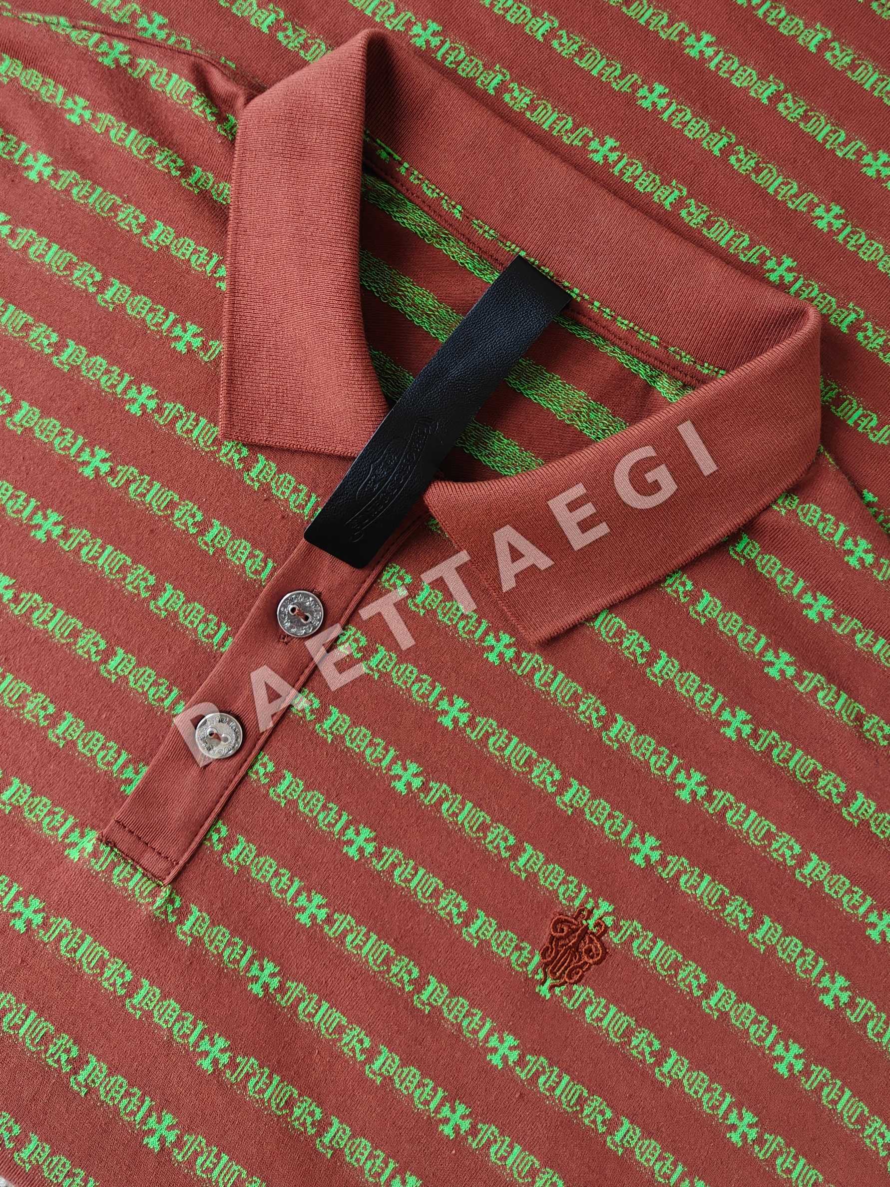 크롬하츠 크로스 스트라이프 폴로셔츠 긴팔 상세 이미지 5