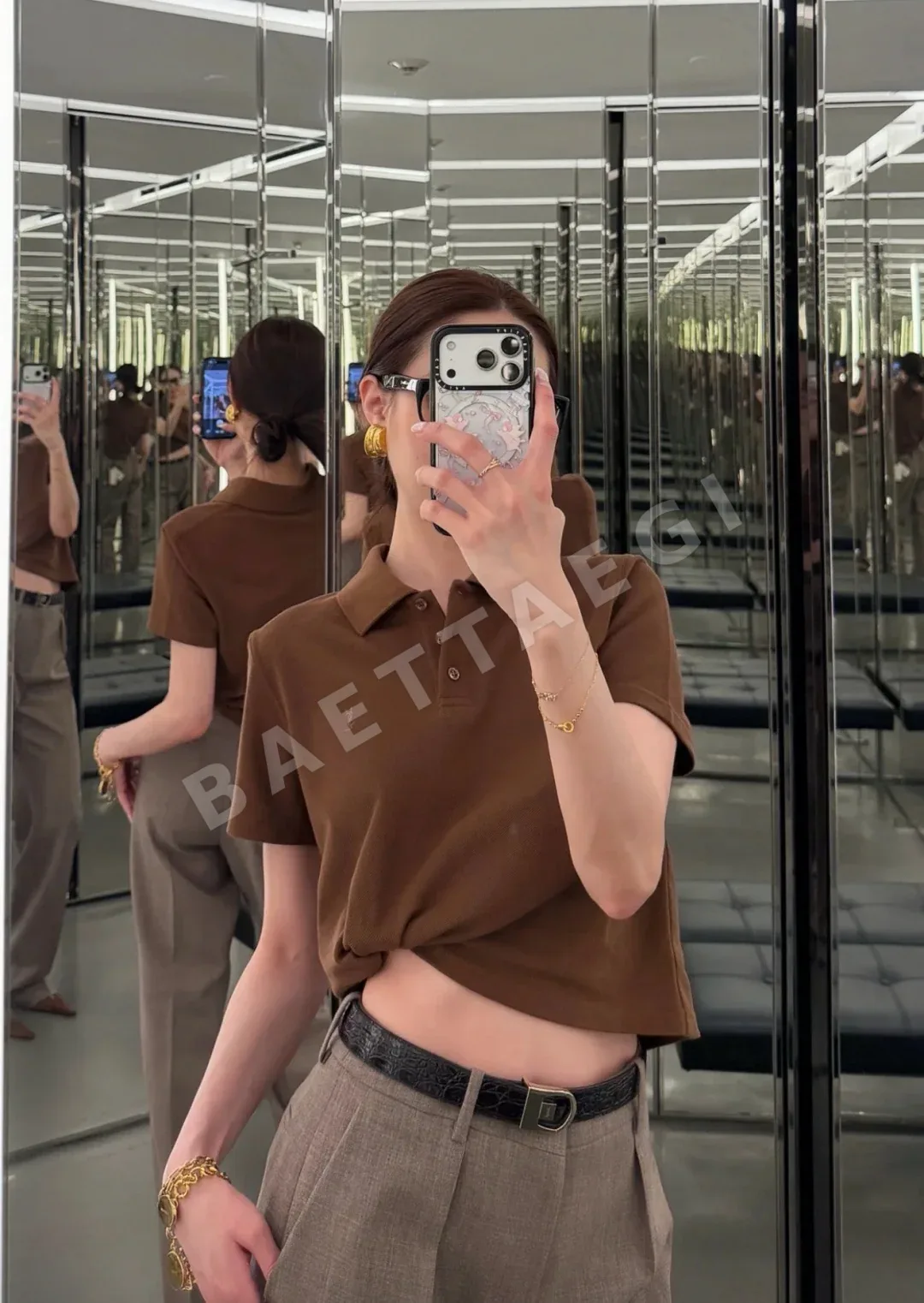 생로랑 자수 로고 카라 반팔 티셔츠 상세 이미지 2