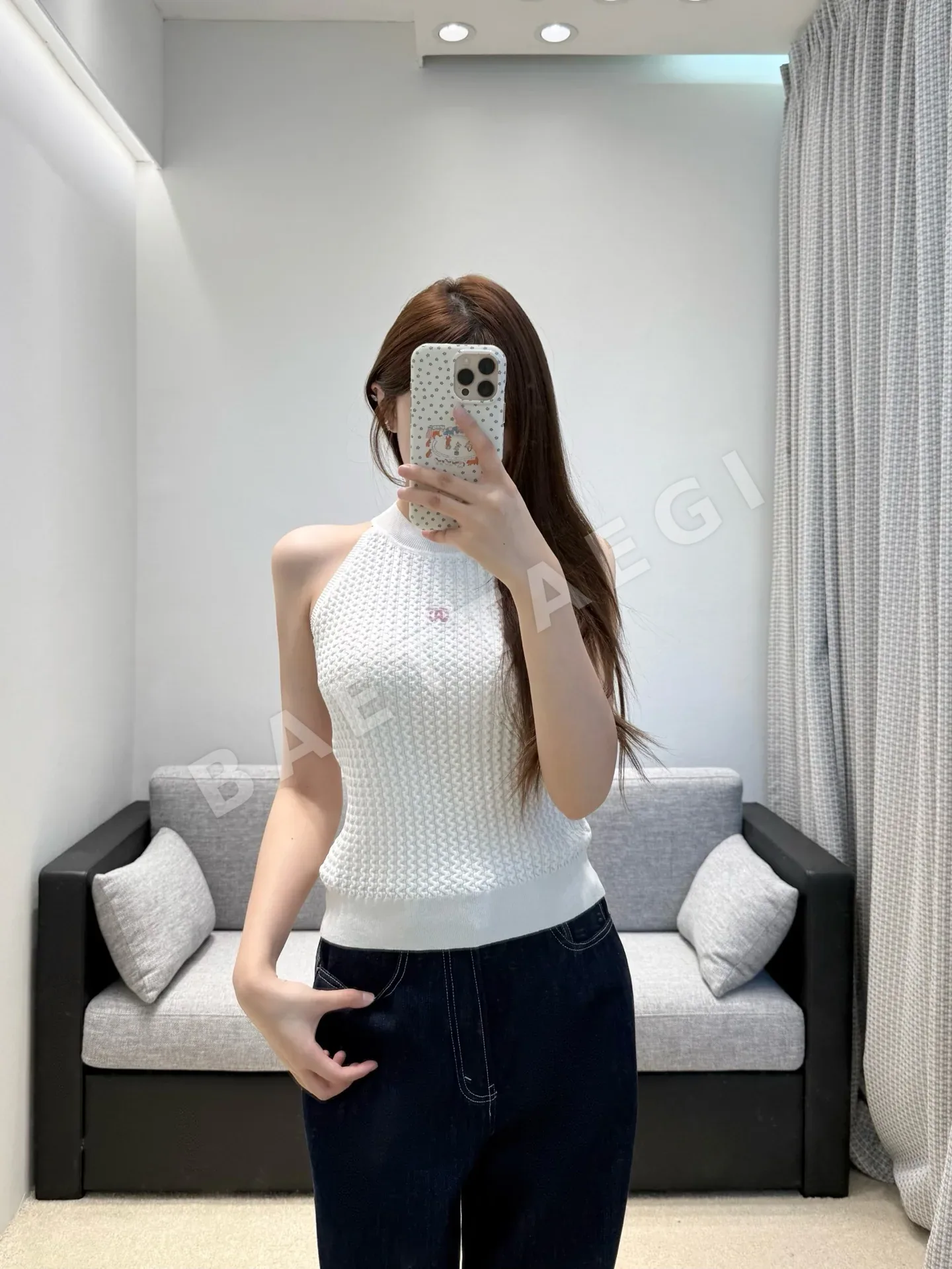 샤넬 홀터넥 크롭 니트 베스트 103694