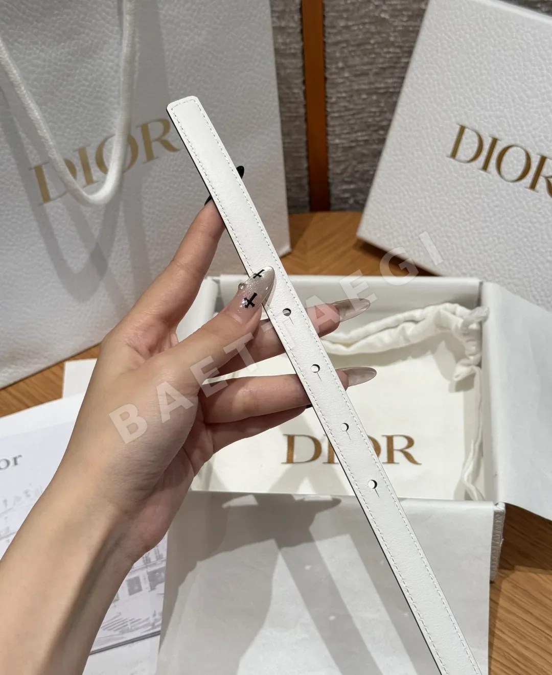디올 오블리크 골드 메탈 버클 소가죽 벨트 상세 이미지 7