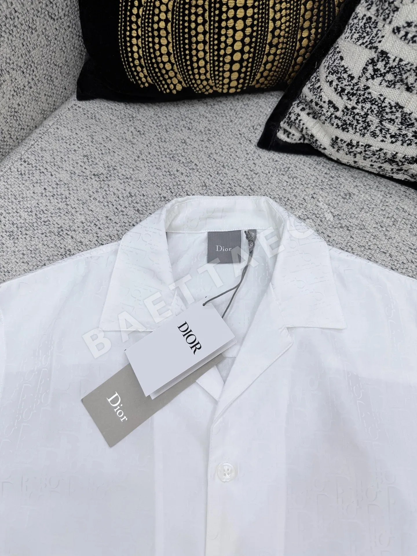 디올 오블리크 프린트 남성 면 실크 반팔 티셔츠 상세 이미지 4