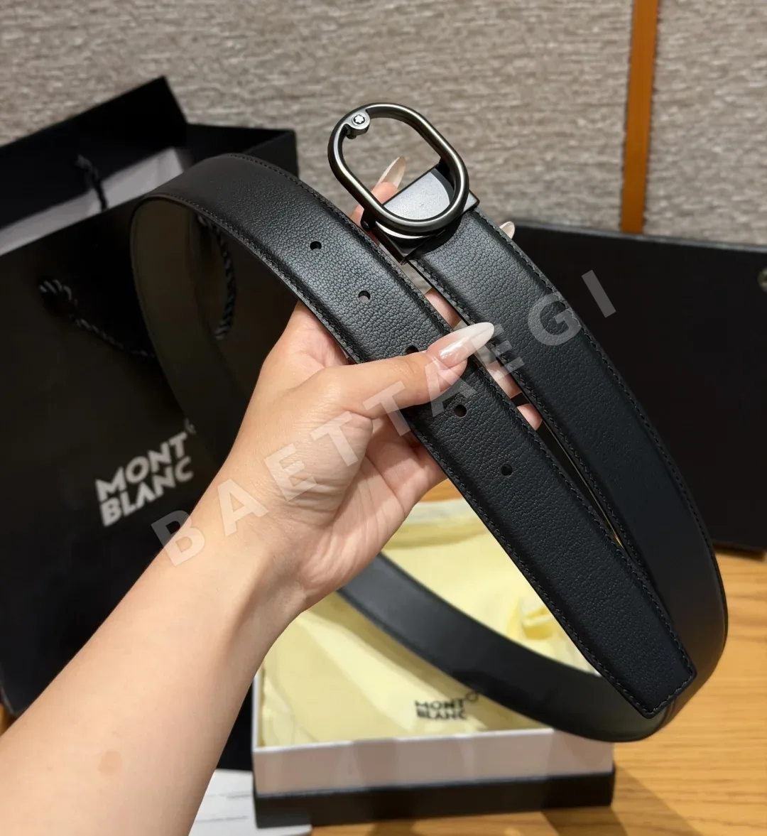 몽블랑 오벌 버클 블랙 리버서블 벨트 상세 이미지 3