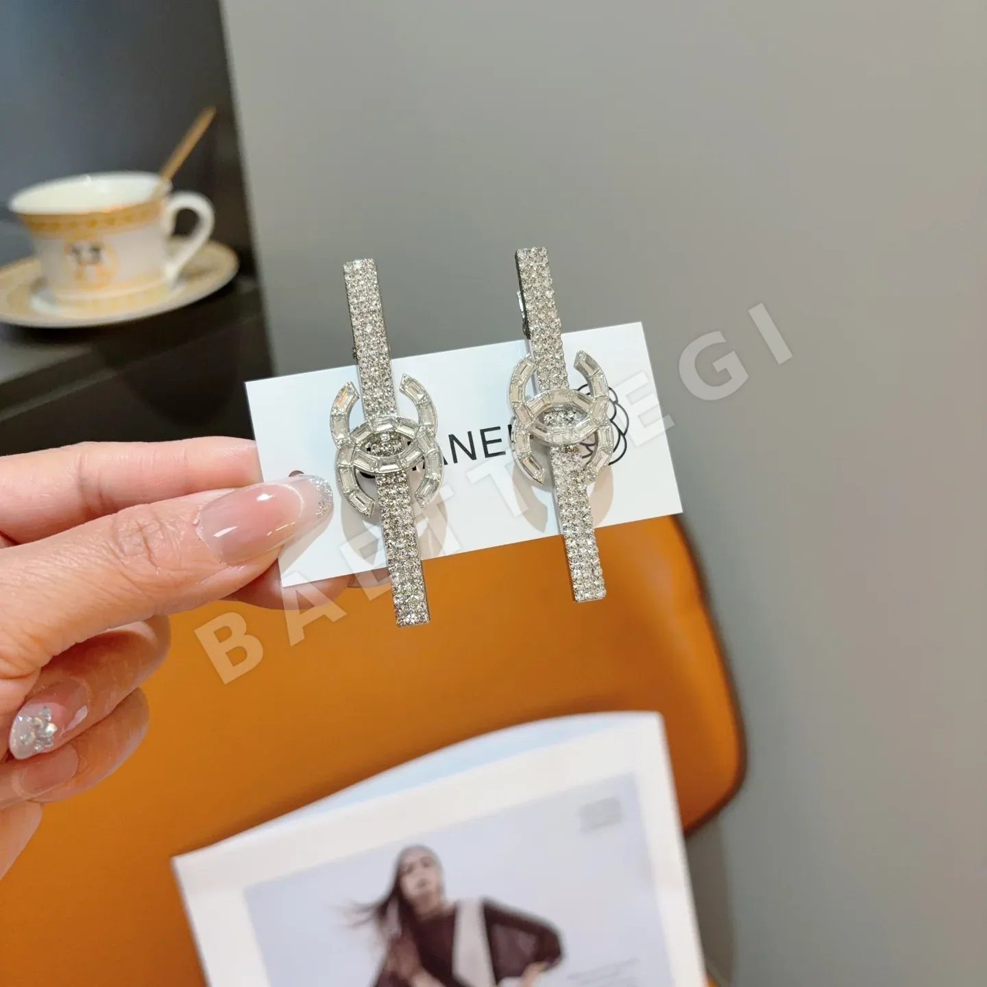 샤넬 메탈 라인스톤 BB클립 헤어악세사리 세트 상세 이미지 3
