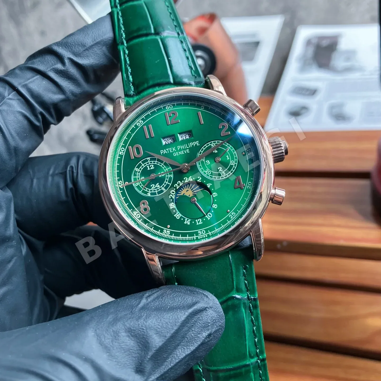 파텍필립 투르비용 드래곤 다이얼 자동 레더스트랩 스틸 레플리카 44145 Patek Philippe 상세 이미지 3
