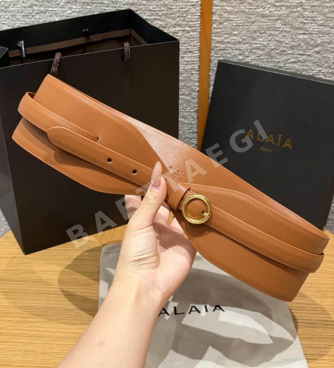 알라이아 더블 레더 와이드 벨트 180940