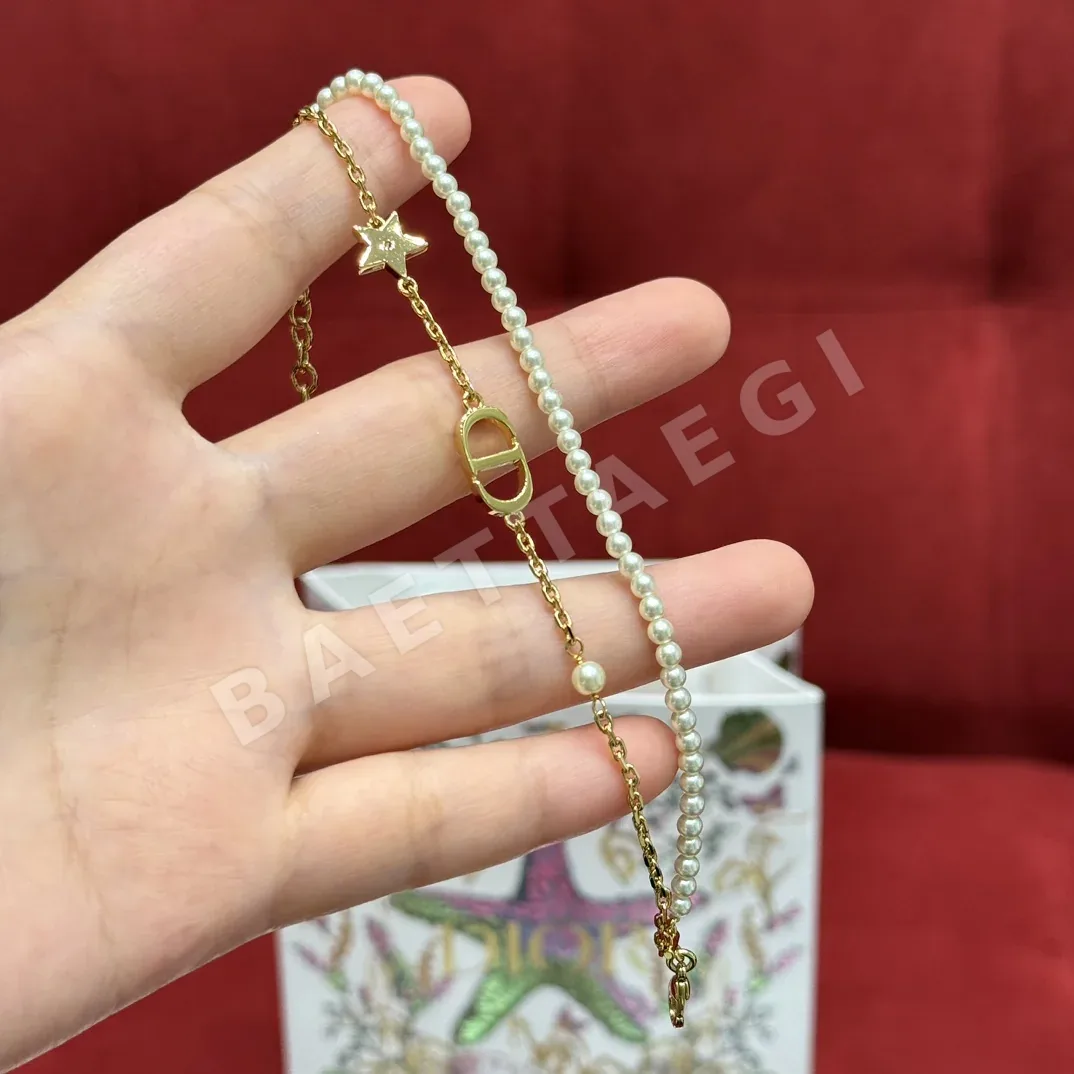 디올 CD 진주 더블 체인 목걸이 상세 이미지 2