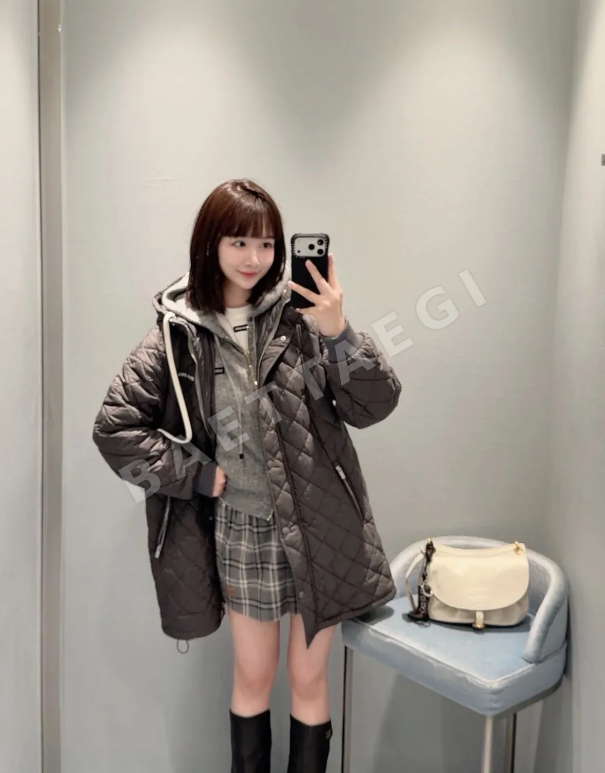 미우미우 다이아몬드 퀼팅 코튼 패딩 코트 170703